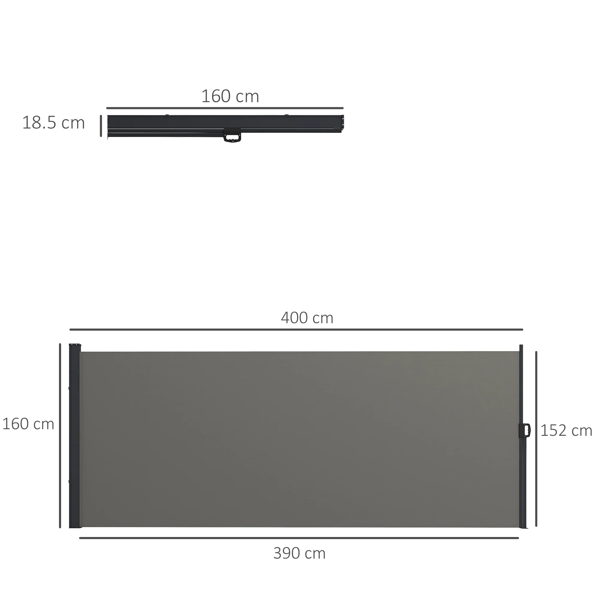 400 x 160 cm Retractable Side Awning Privacy Screen, Dark Grey - Image 5