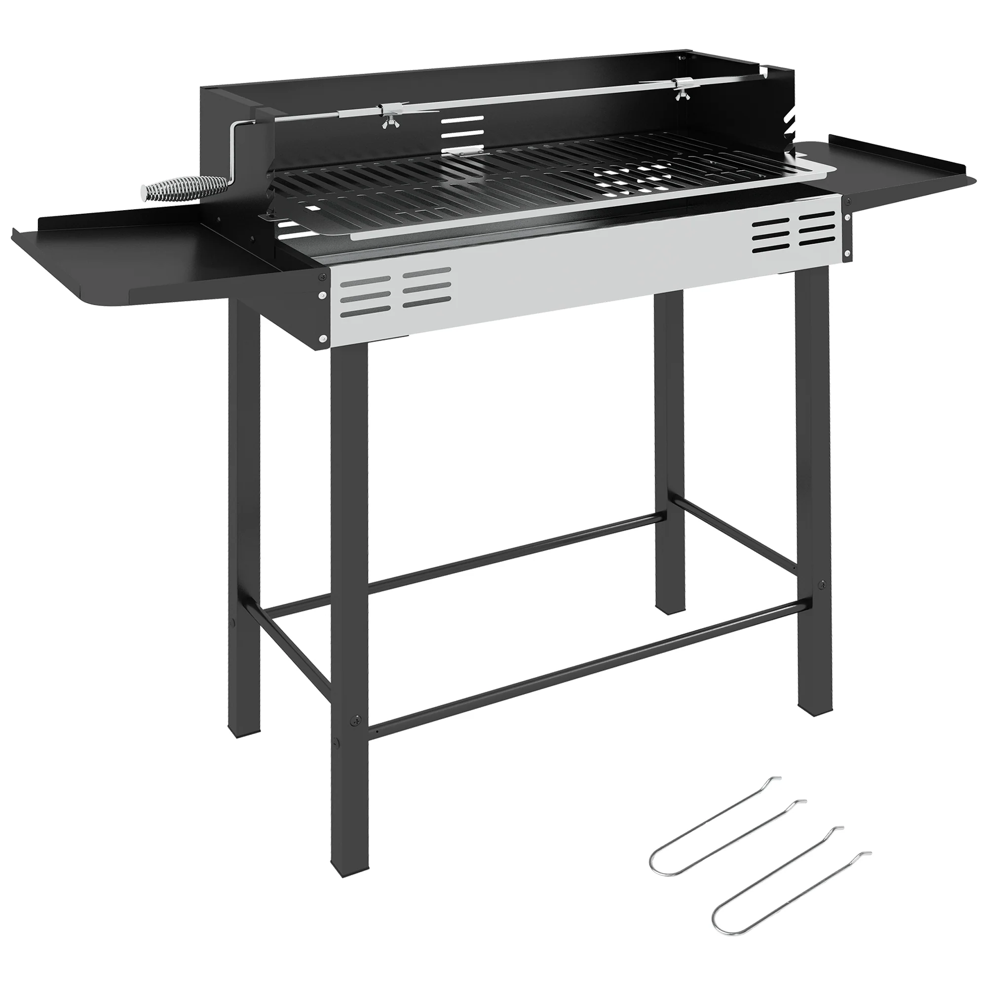 Rotisserie Grill with 3-Level Grates & Wind Deflector, Black