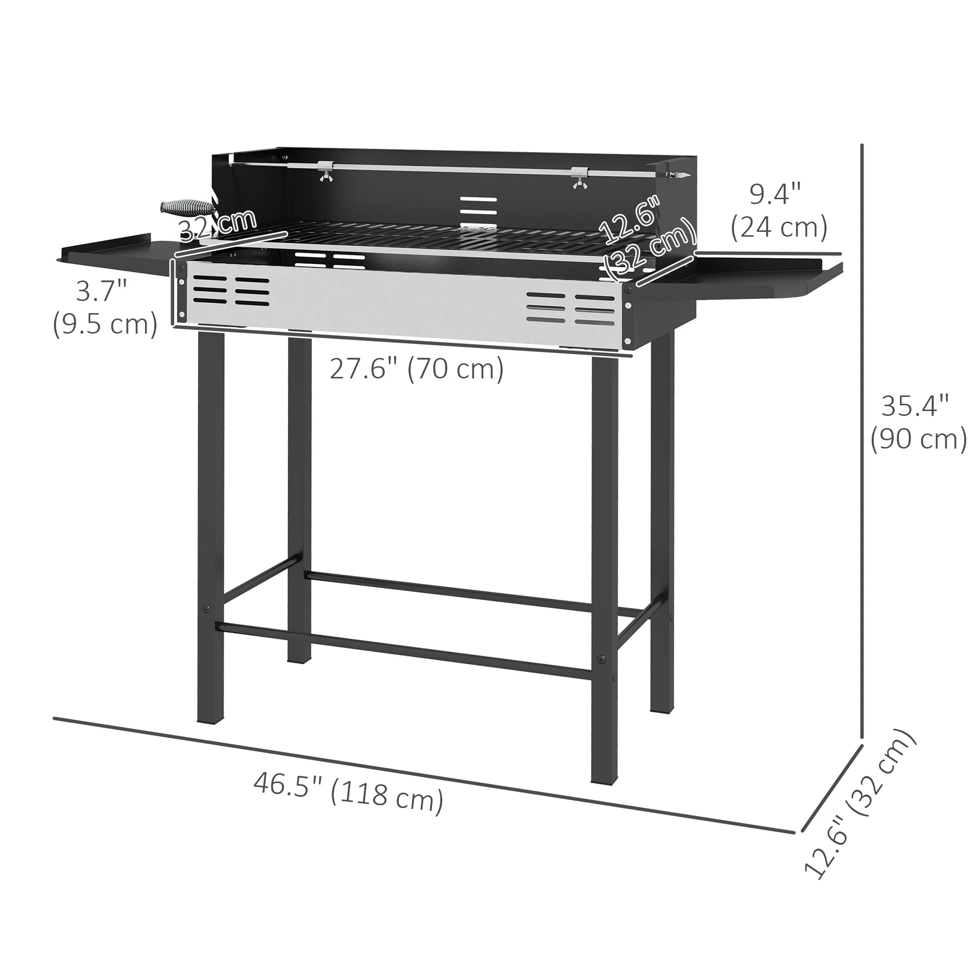 Rotisserie Grill with 3-Level Grates & Wind Deflector, Black - Image 5