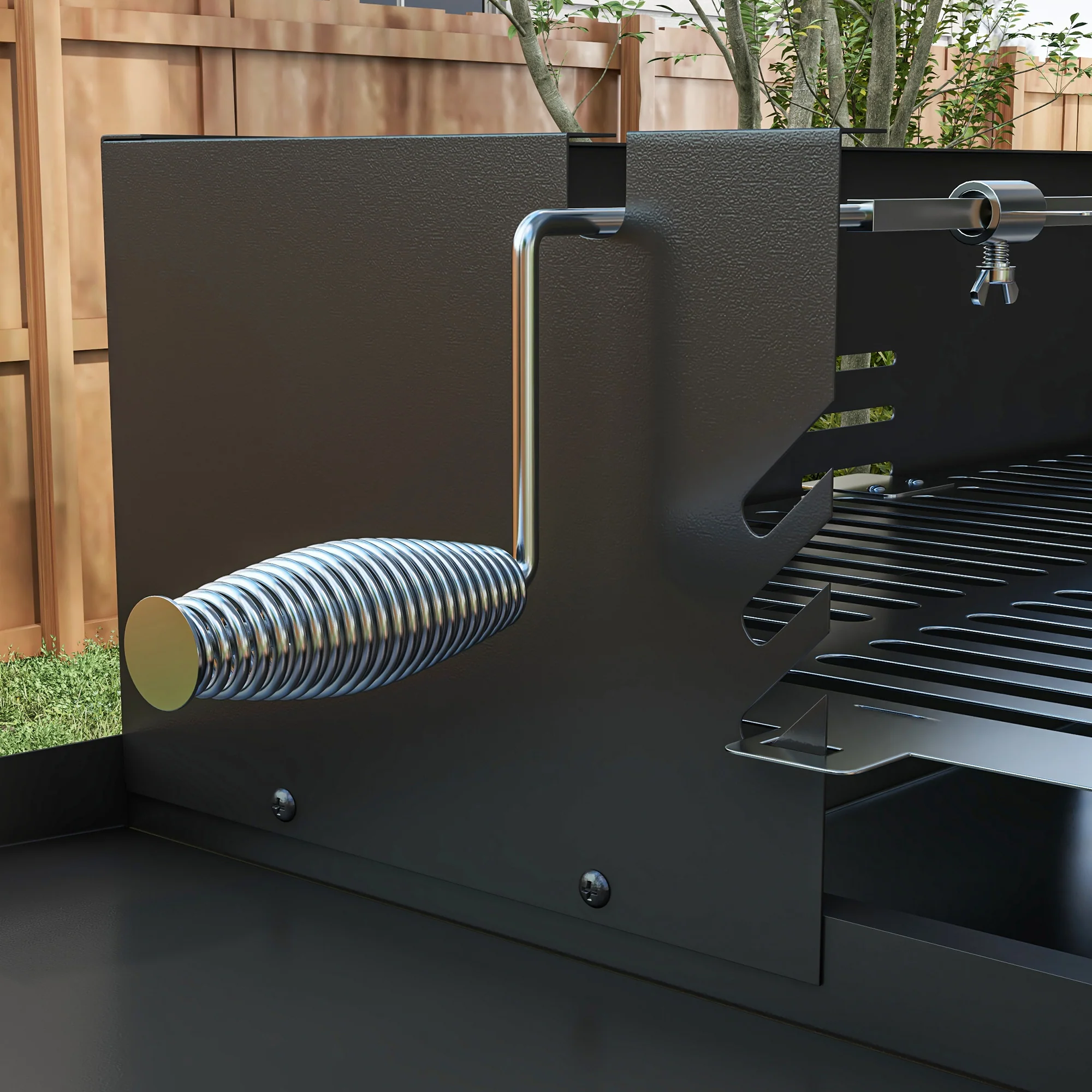 Rotisserie Grill with 3-Level Grates & Wind Deflector, Black - Image 9