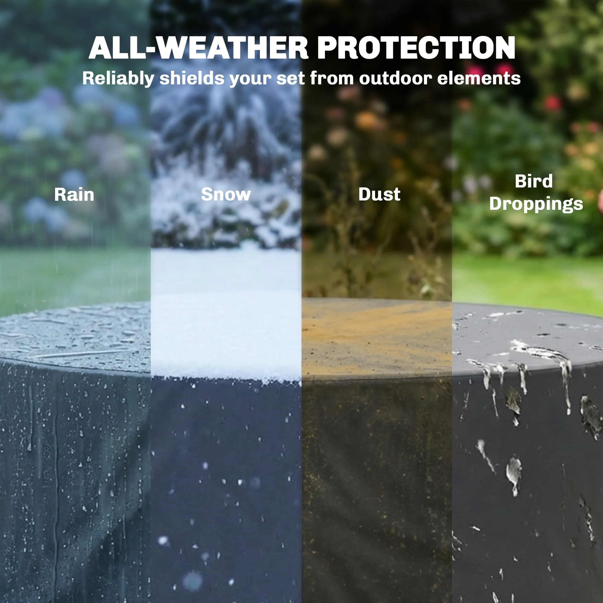 Round Garden Furniture Cover, 420D Oxford, 214 x 70 cm, Black - Image 8