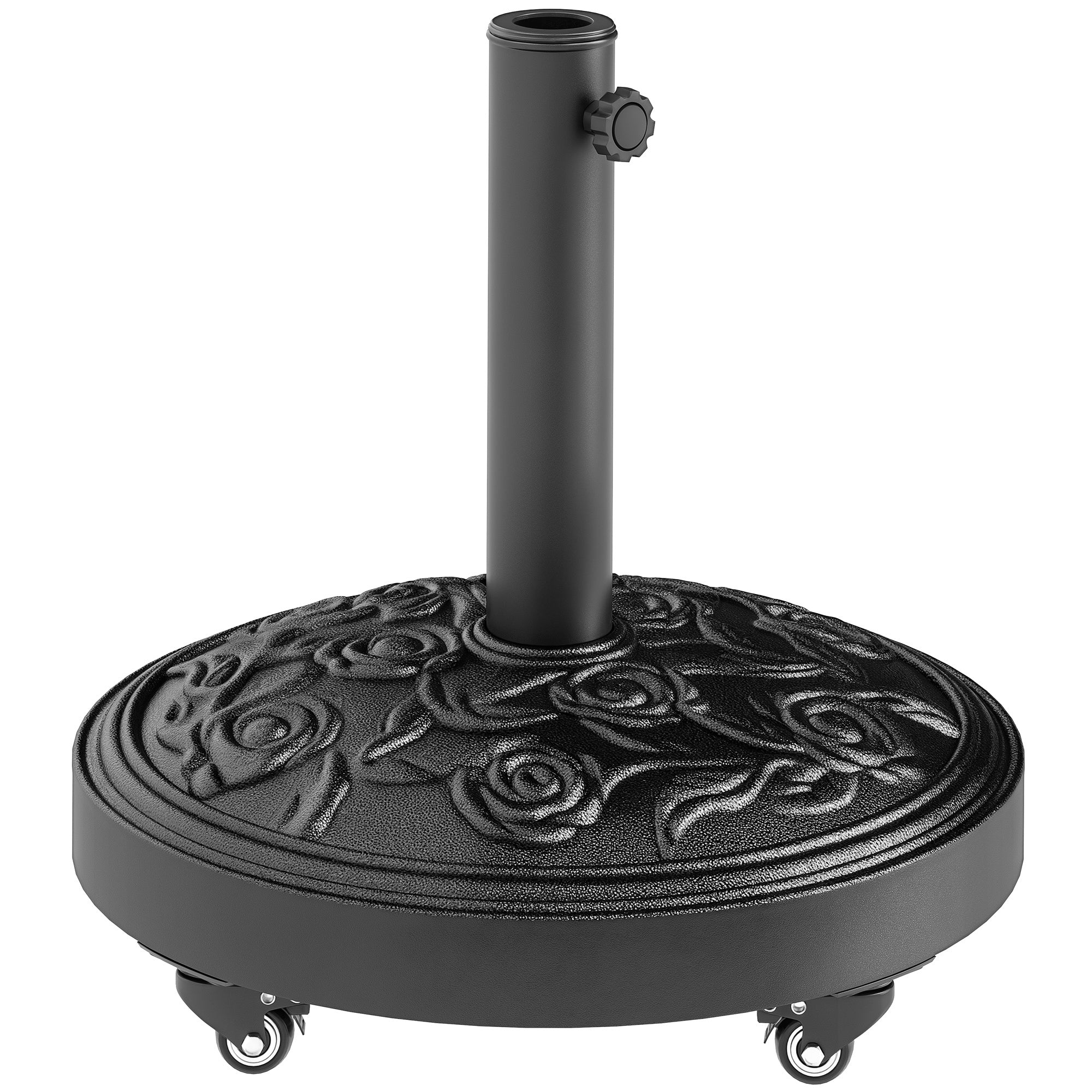 46 lbs Round Patio Umbrella Base with Wheels, Black