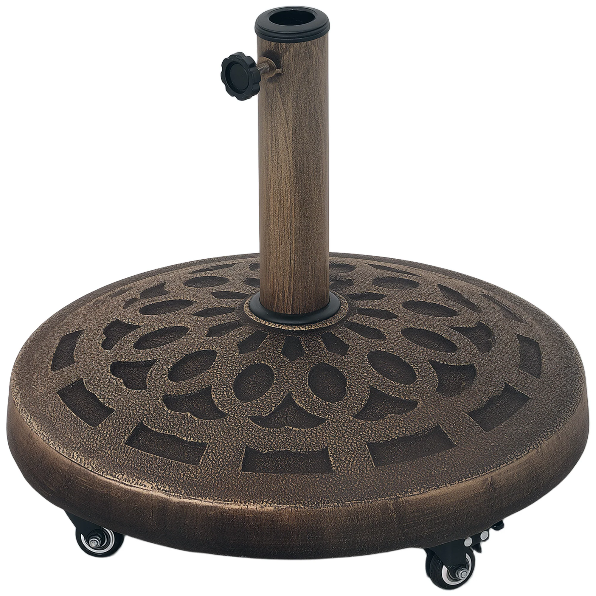 46 lbs Patio Umbrella Base with Wheels, Bronze - Image 12