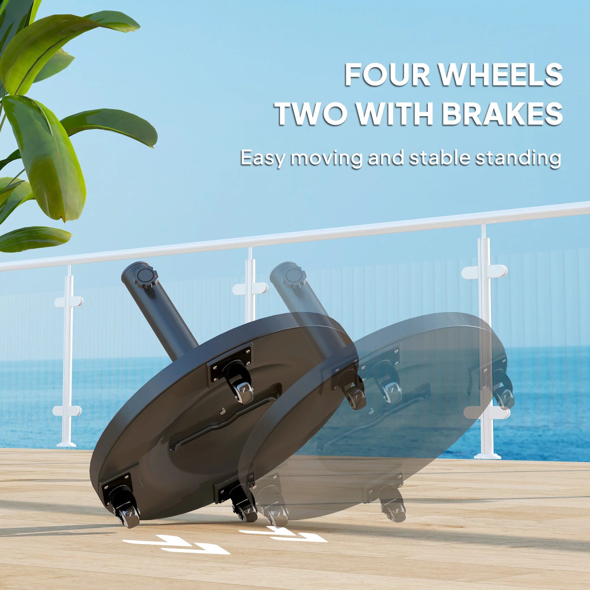 46 lbs Patio Umbrella Base with Wheels, Black - Image 8