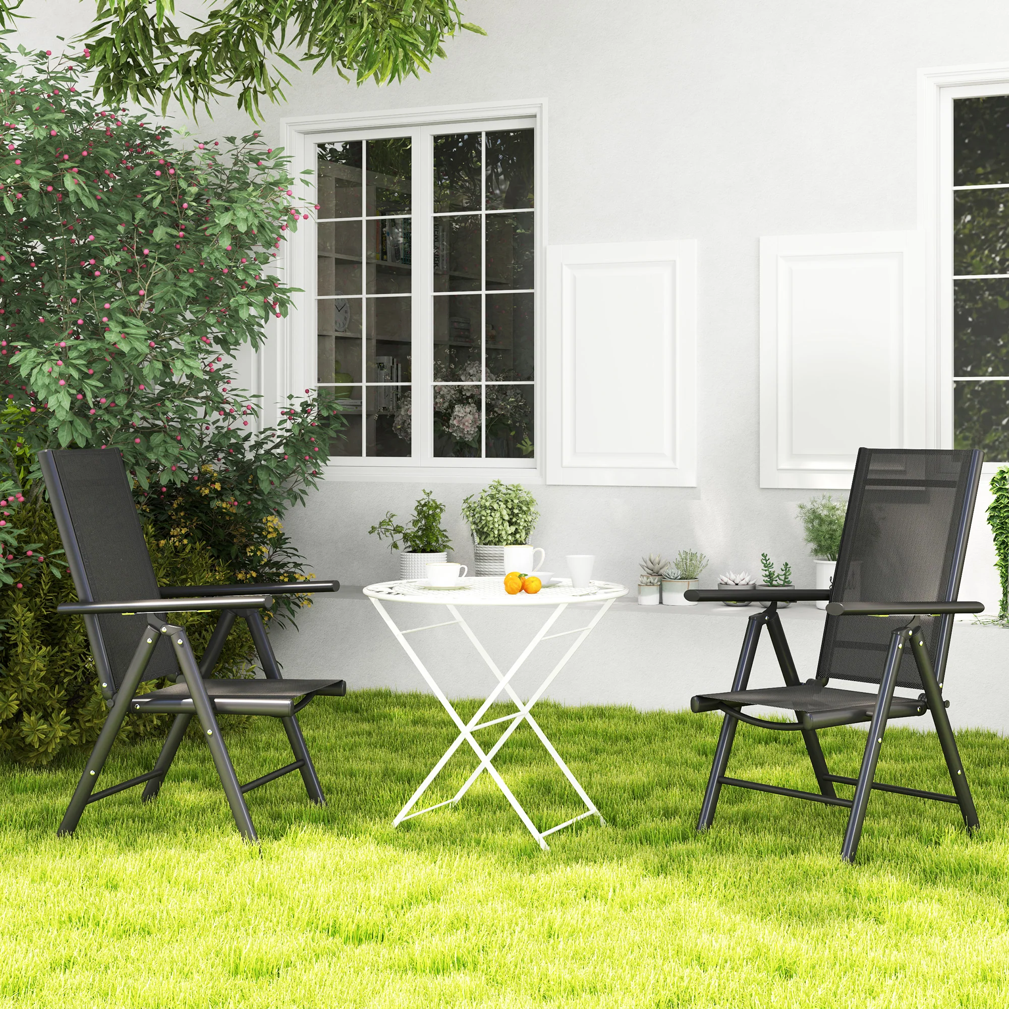 Set of 2 Aluminium Frame Folding Chair with Breathable Mesh Back and Seat, Black - Image 10