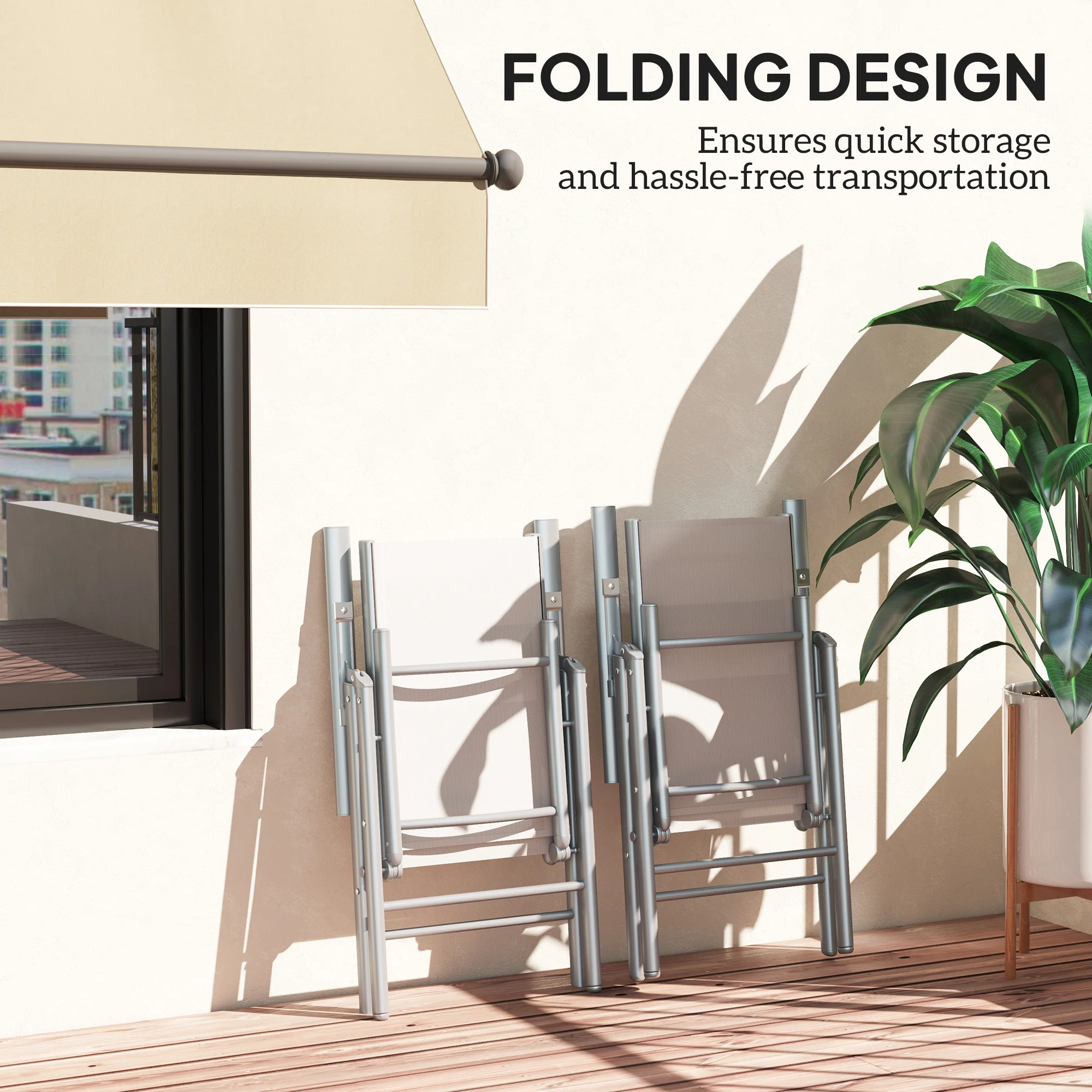 Set of 2 Aluminium Frame Folding Chair with Breathable Mesh Back and Seat, Light Grey - Image 8