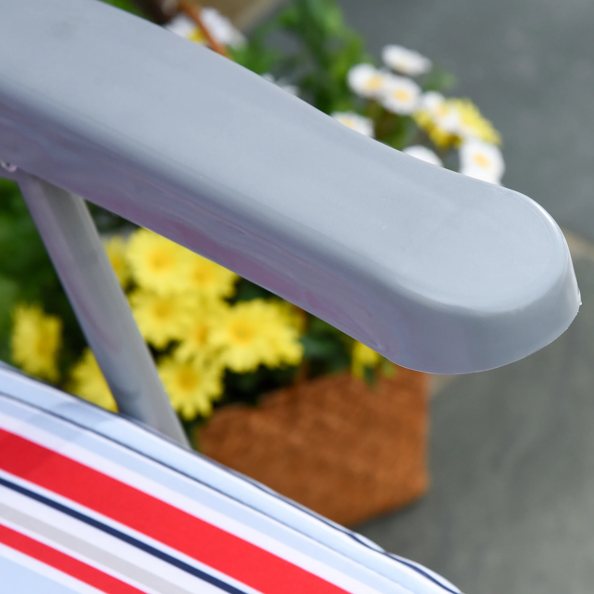 2PC Outdoor Reclining Chair, Foldable Adjustable Recliner w/ Cushioned Seat, Grey & Red - Image 10