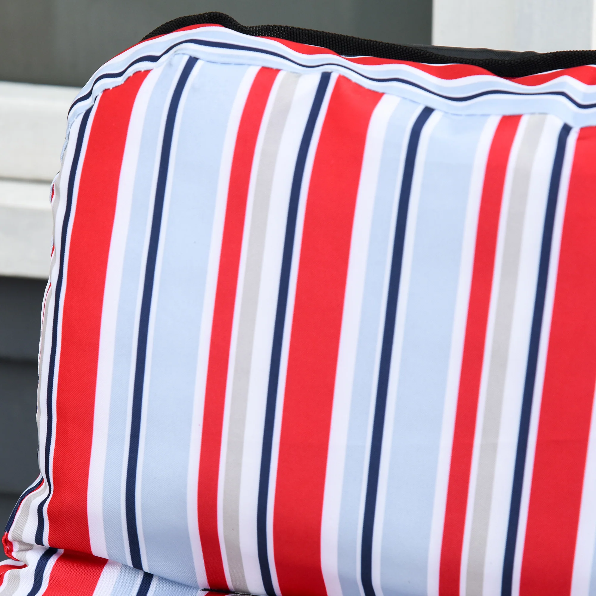 2PC Outdoor Reclining Chair, Foldable Adjustable Recliner w/ Cushioned Seat, Grey & Red - Image 11