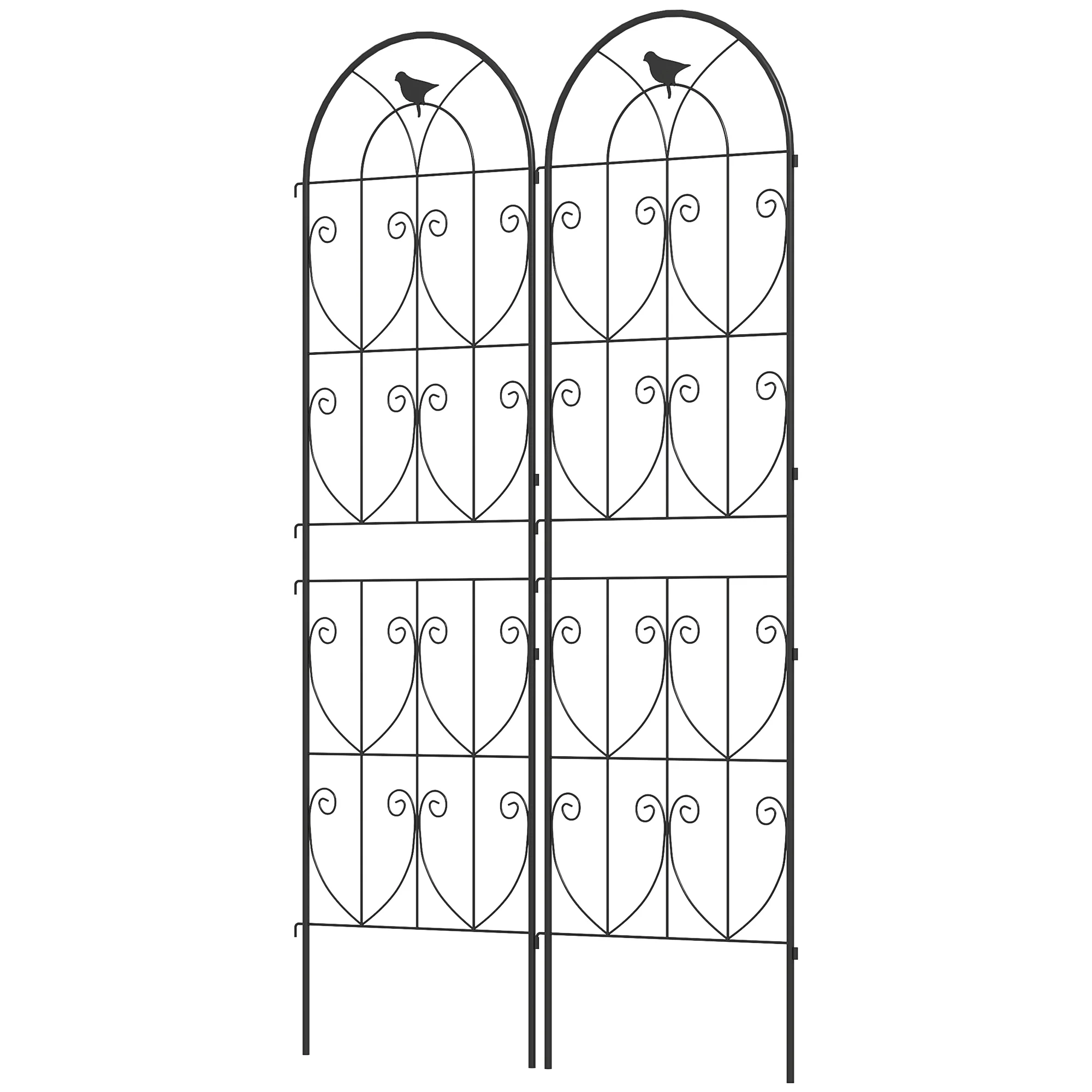 Set of 2 Metal Garden Trellis Panels, 180 x 50 cm, Bird Design - Image 2