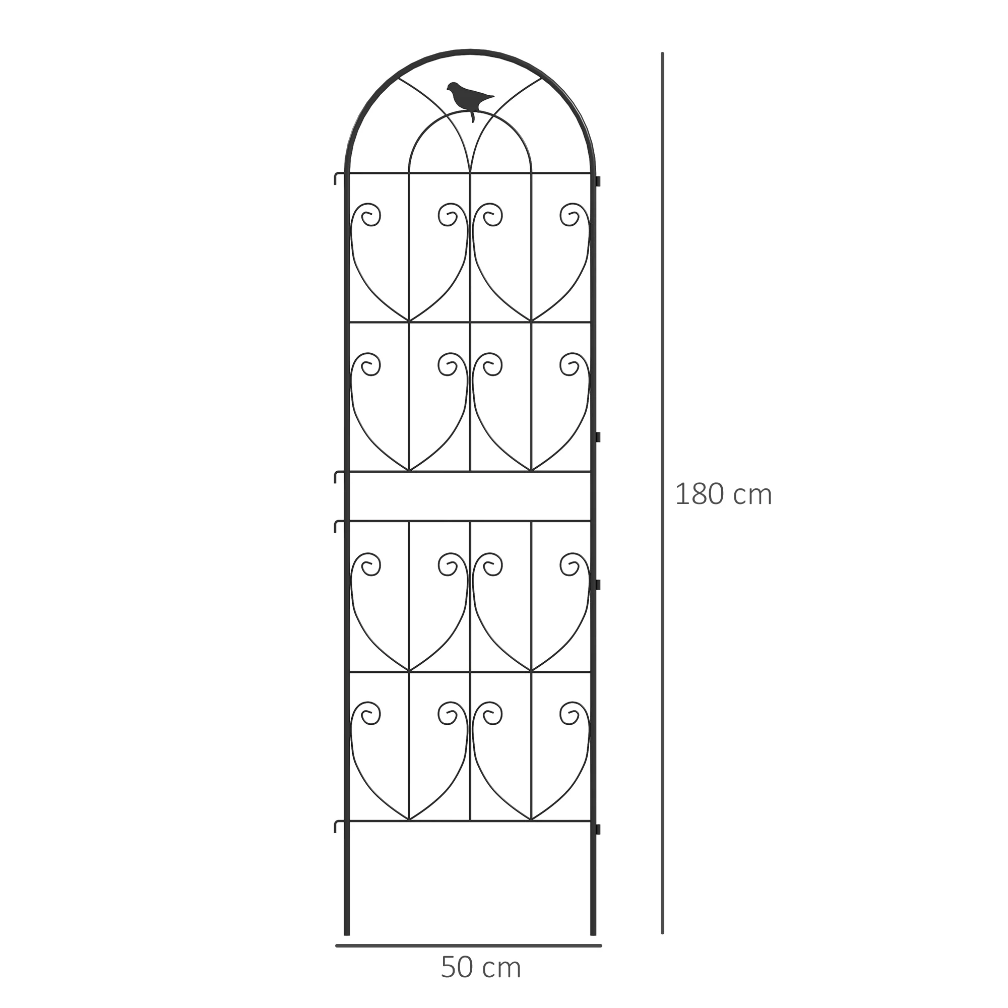 Set of 2 Metal Garden Trellis Panels, 180 x 50 cm, Bird Design - Image 5