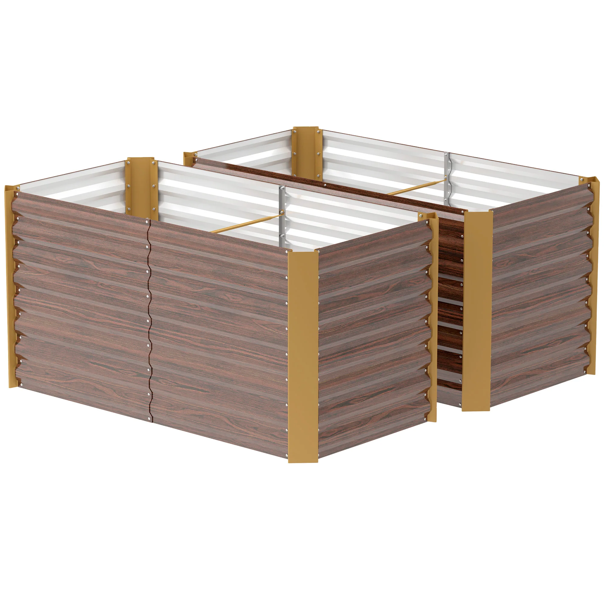 Set of 2 Metal Raised Garden Beds, 4' x 2' x 2' Galvanized Planters, Distressed Dark Brown - Image 12