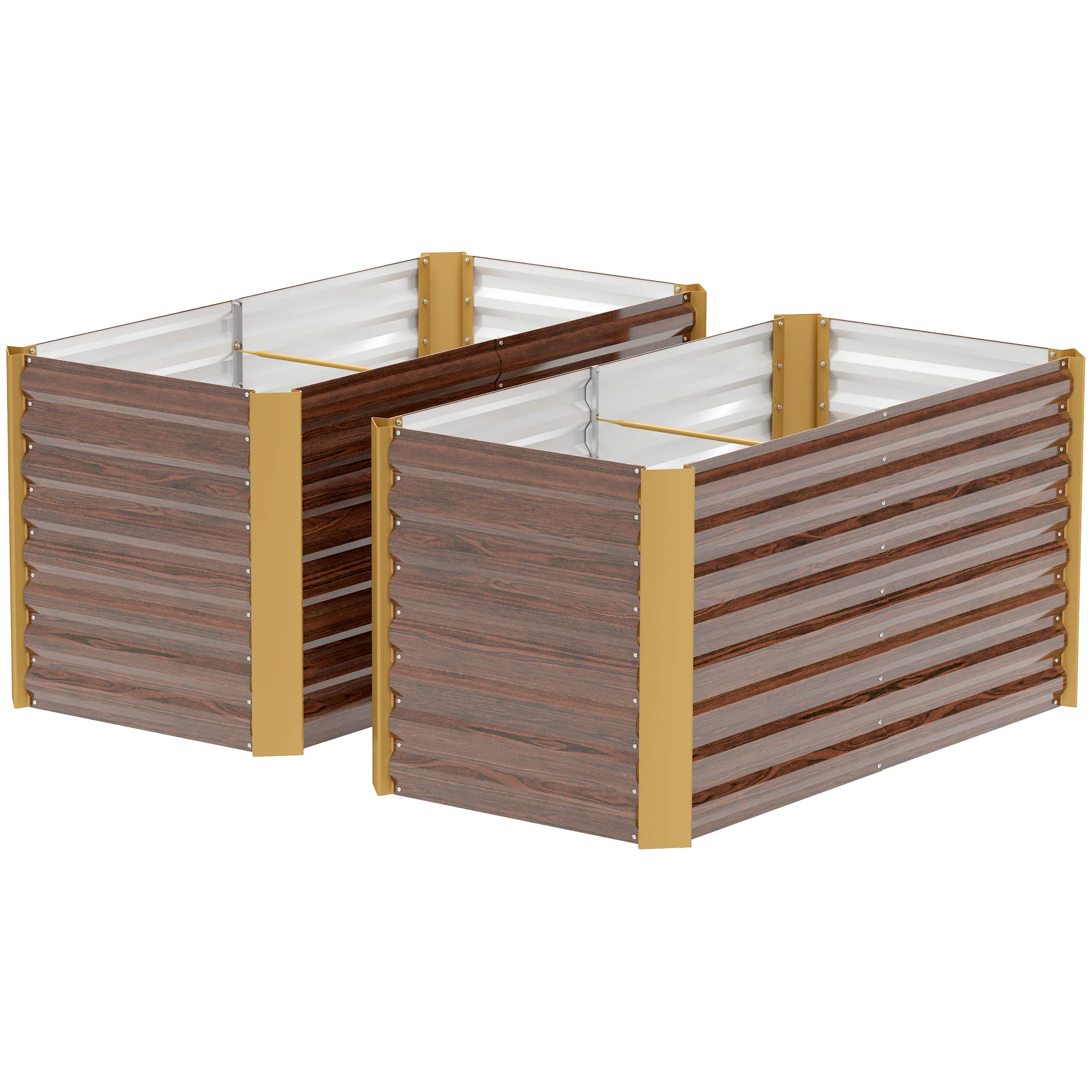 Set of 2 Metal Raised Garden Beds, 4' x 2' x 2' Galvanized Planters, Distressed Dark Brown - Image 2