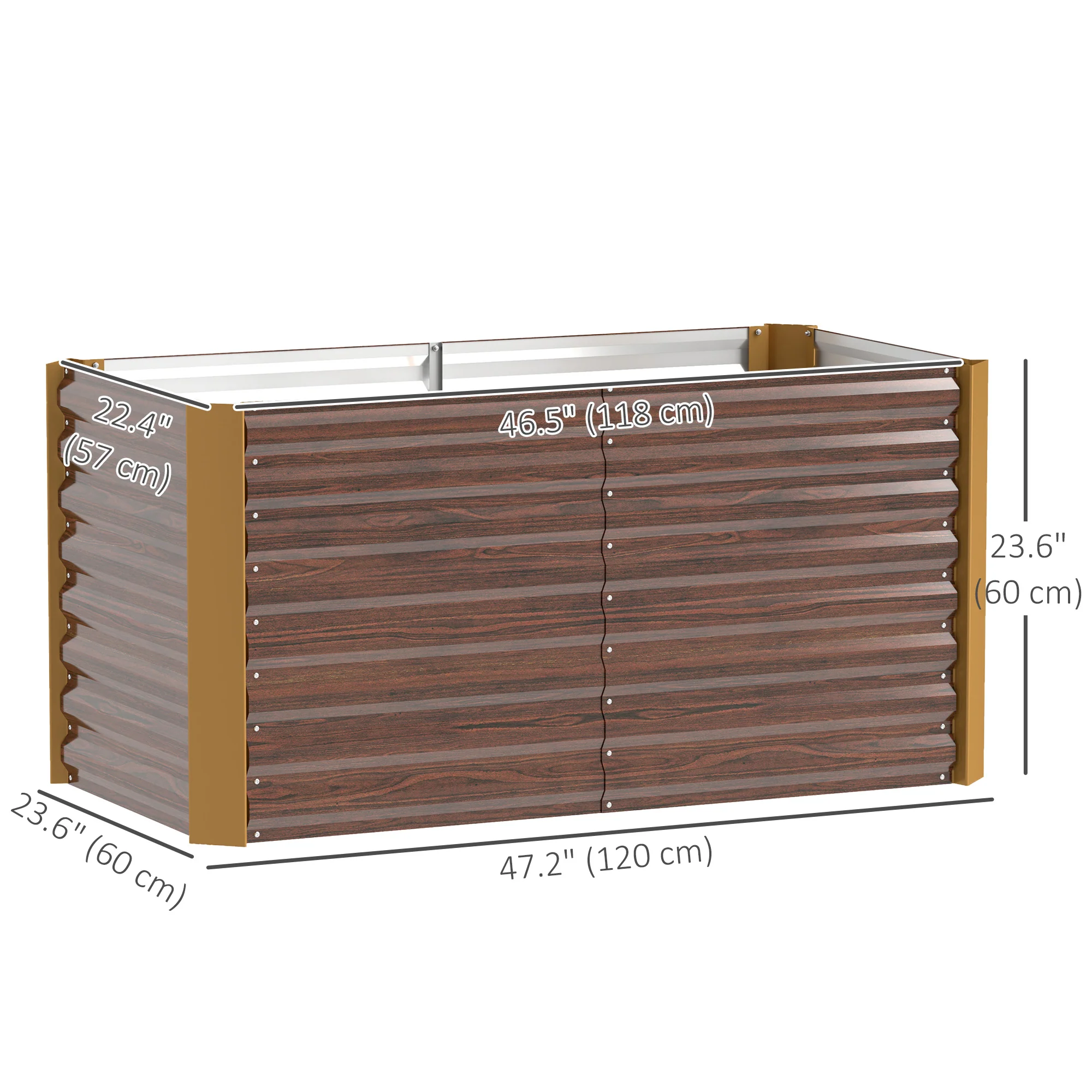 Set of 2 Metal Raised Garden Beds, 4' x 2' x 2' Galvanized Planters, Distressed Dark Brown - Image 5