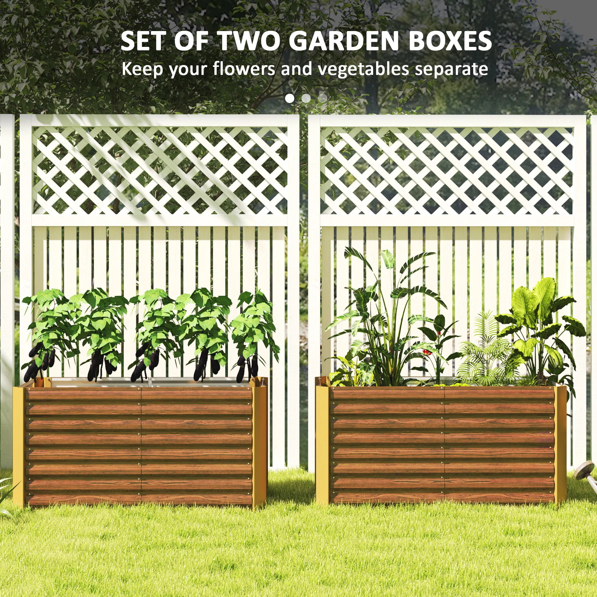 Set of 2 Metal Raised Garden Beds, 4' x 2' x 2' Galvanized Planters, Distressed Dark Brown - Image 6