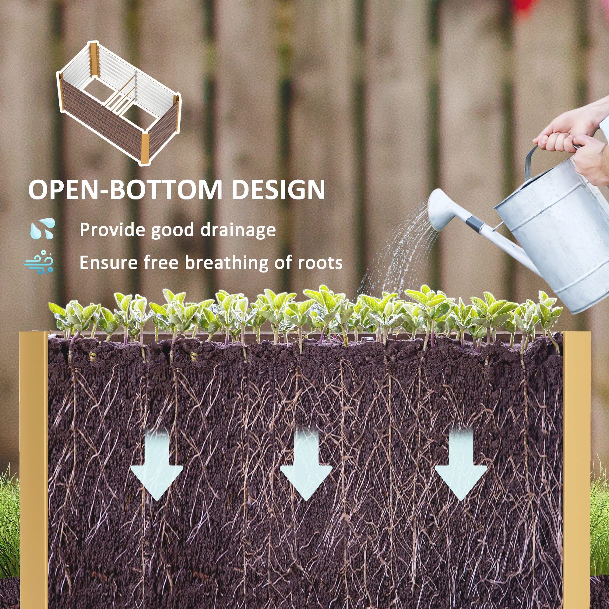 Set of 2 Metal Raised Garden Beds, 4' x 2' x 2' Galvanized Planters, Distressed Dark Brown - Image 7
