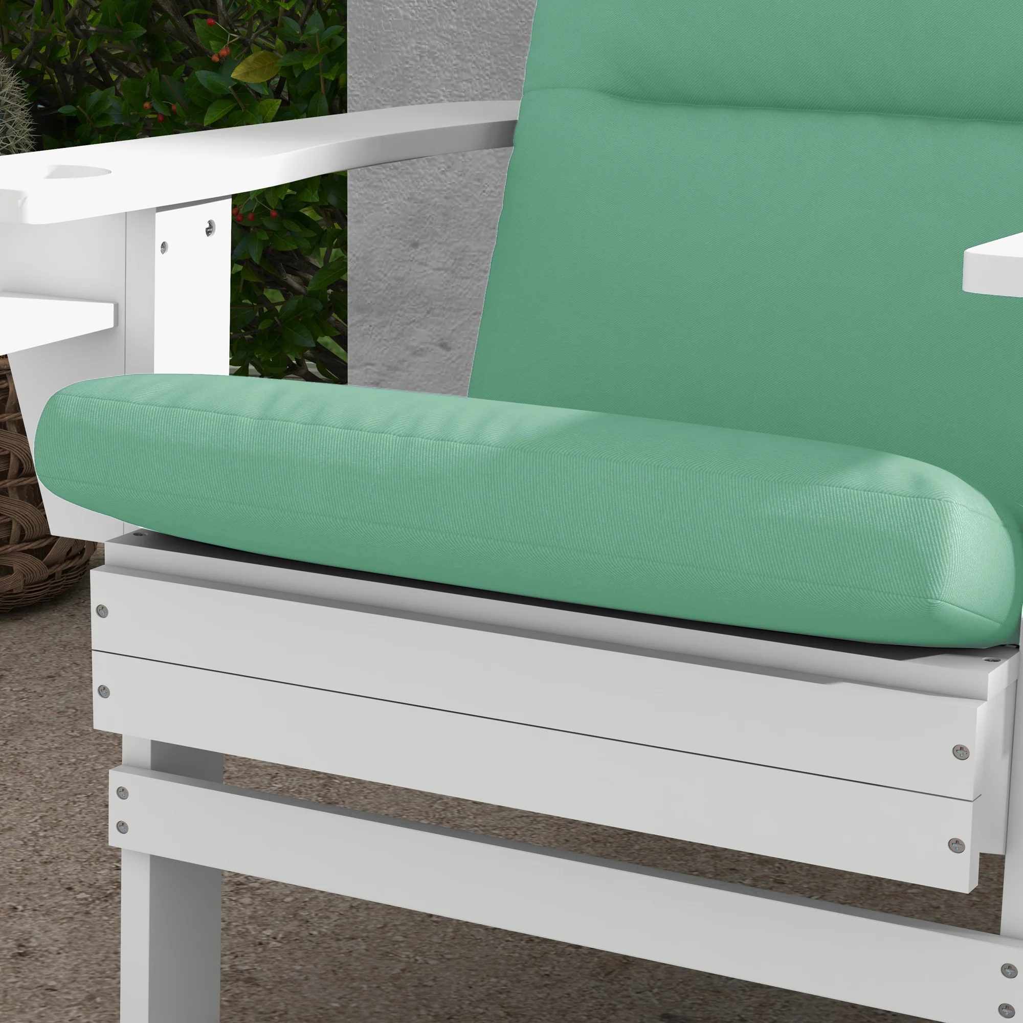 Set of 2 Patio Chair Cushions for Adirondack Chair Replacement with Back & Ties, Green - Image 11