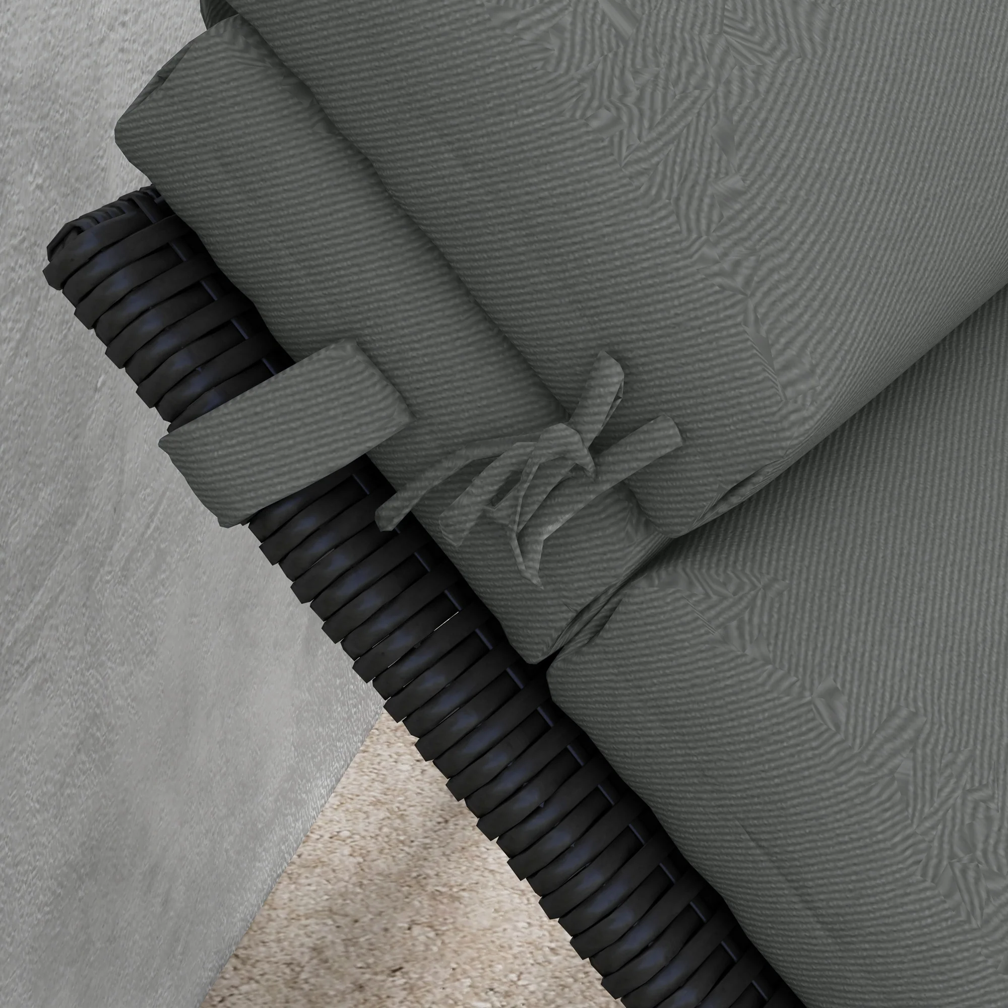2PC Patio Chaise Lounge Chair Cushions Replacement Lounger Pads w/Headrest & Ties, Grey - Image 10