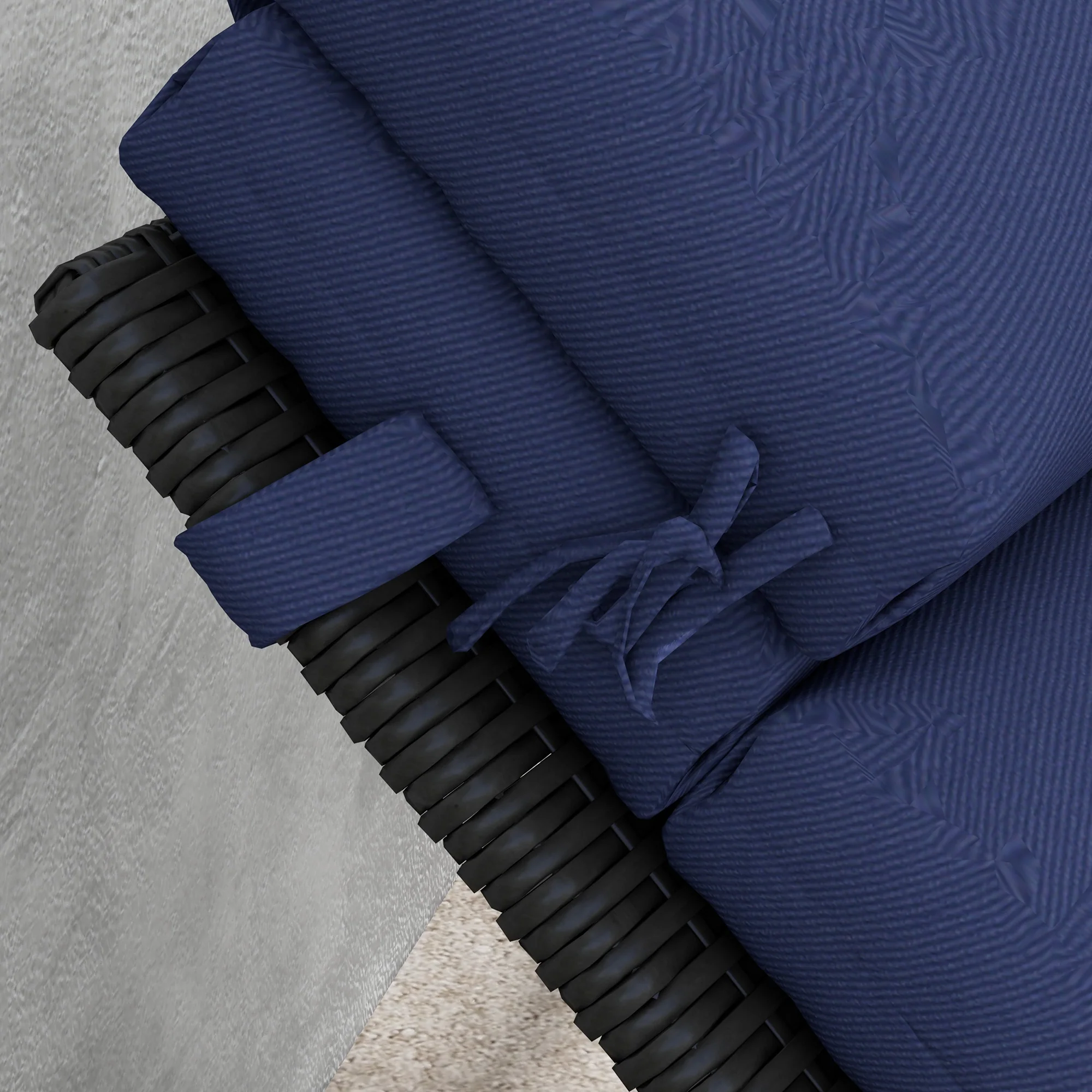 2PC Patio Chaise Lounge Chair Cushions Replacement Lounger Pads w/Headrest & Ties, Dark Blue - Image 10