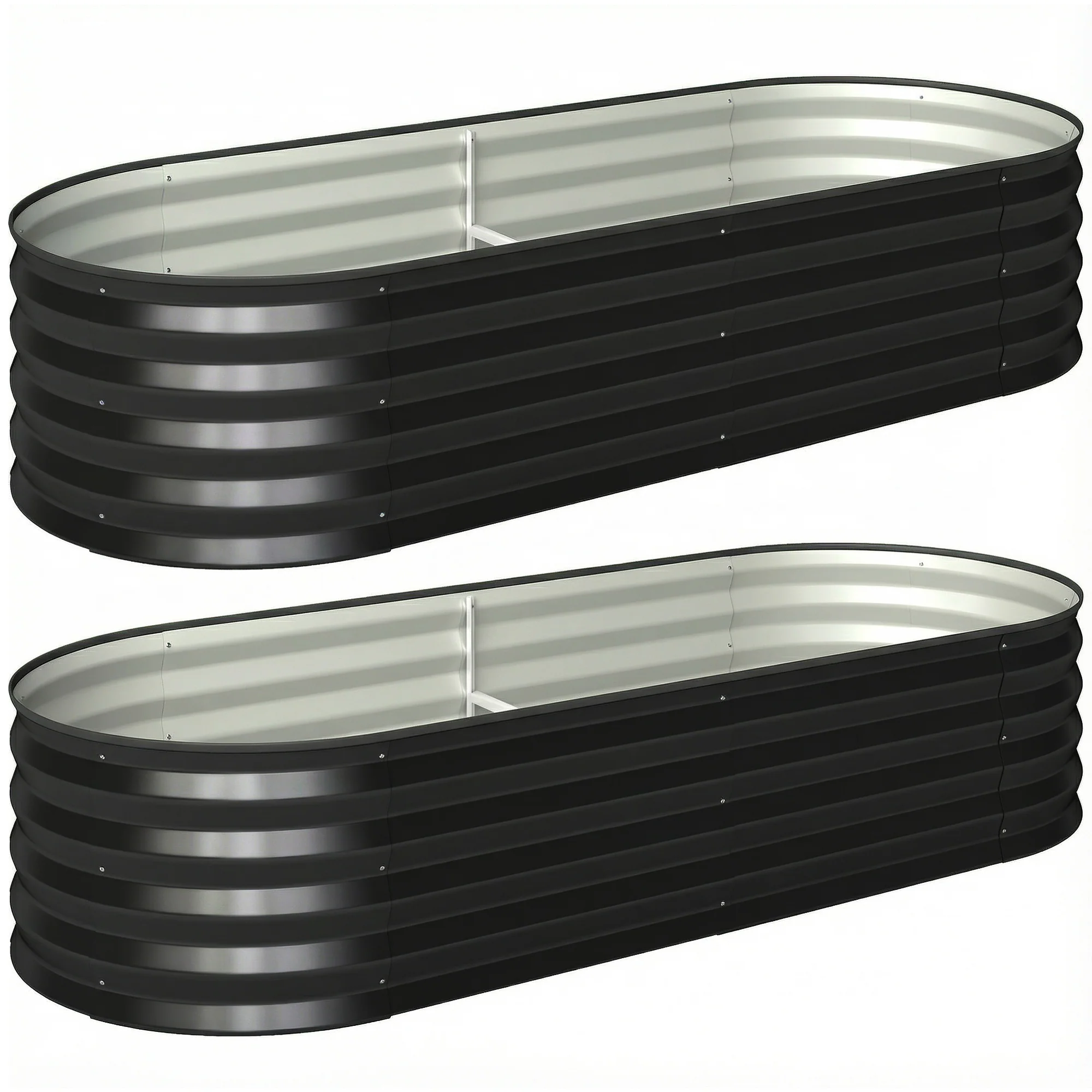 Set of 2 Galvanised Raised Beds with Stakes, 150 x 60 x 30 cm, Dark Grey - Image 12