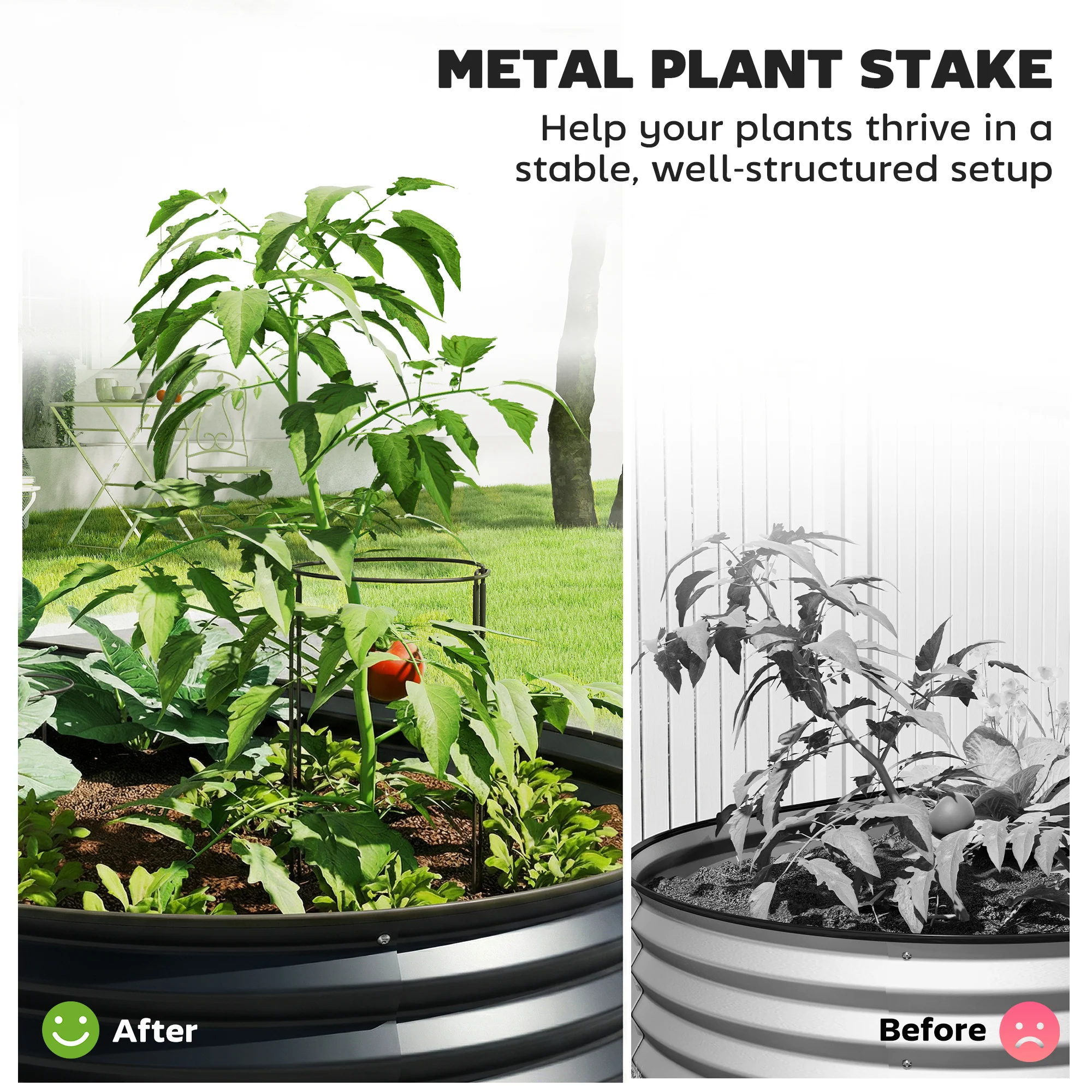 Set of 2 Galvanised Raised Beds with Stakes, 150 x 60 x 30 cm, Dark Grey - Image 7