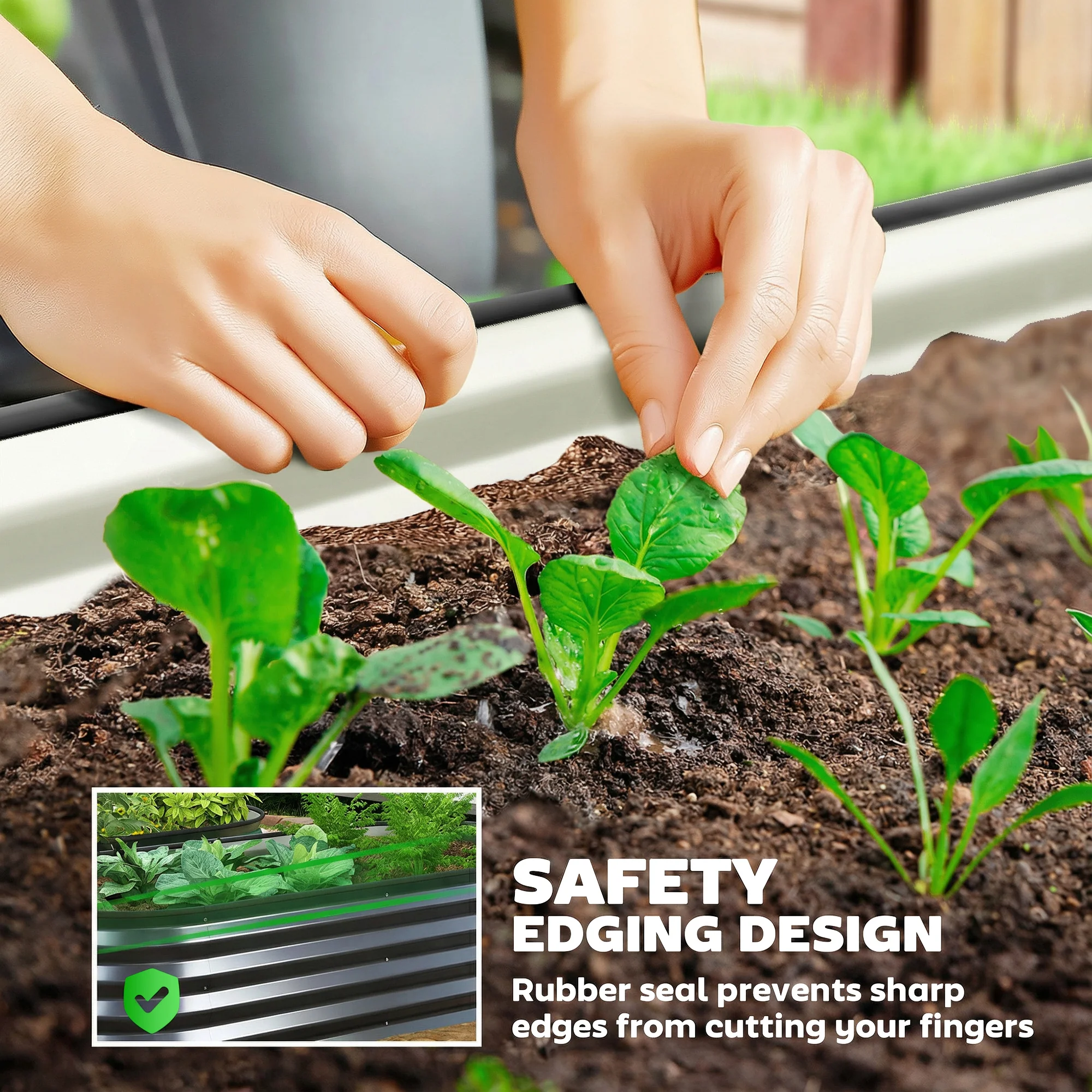 Set of 2 Galvanised Raised Beds with Stakes, 150 x 60 x 30 cm, Dark Grey - Image 8