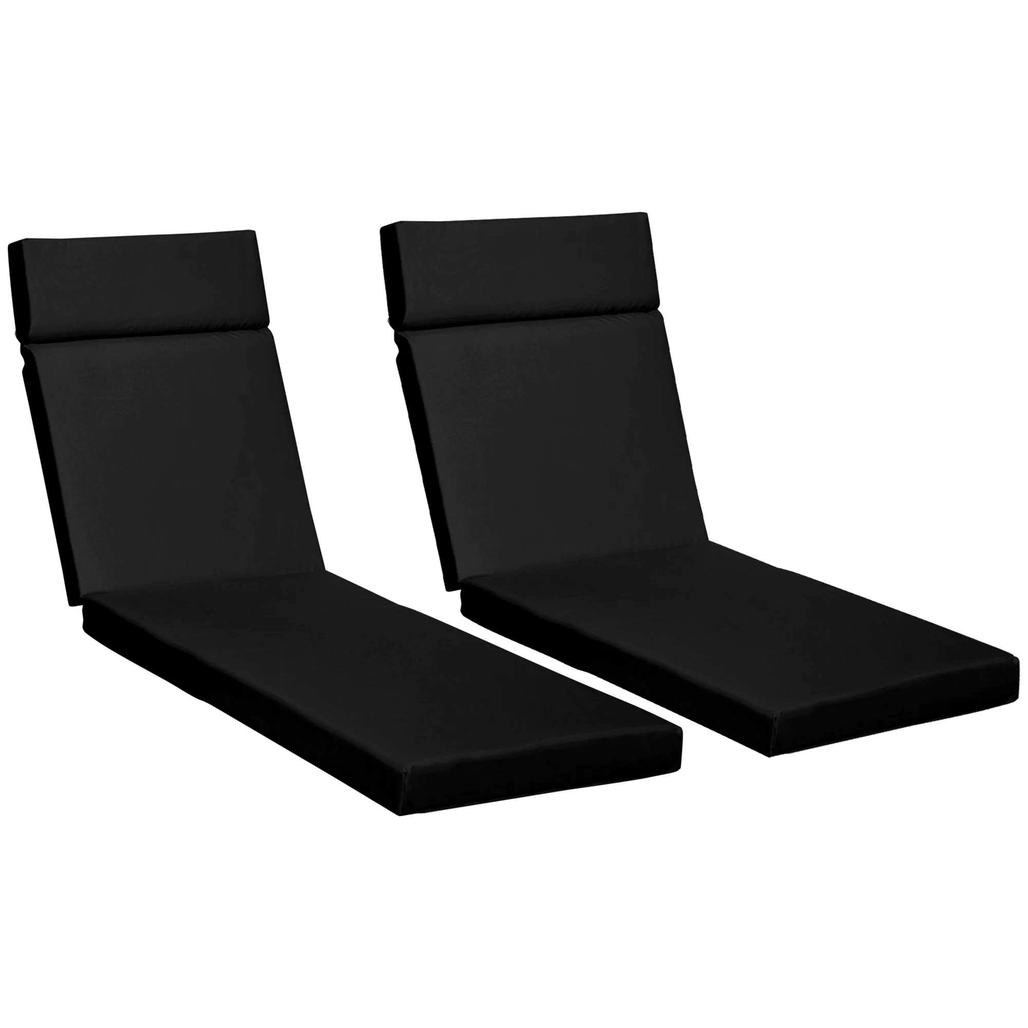 2 Piece Sun Lounger Replacement Cushions w/ Ties for Rattan Furniture, 196 x 55 cm, Black