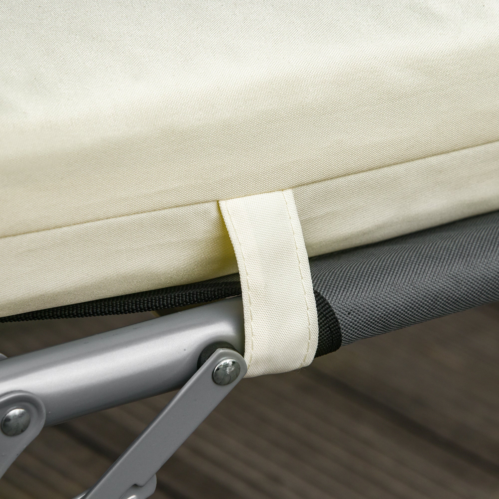 2 Piece Sun Lounger Replacement Cushions w/ Ties for Rattan Furniture, 196 x 55 cm, Cream White - Image 10