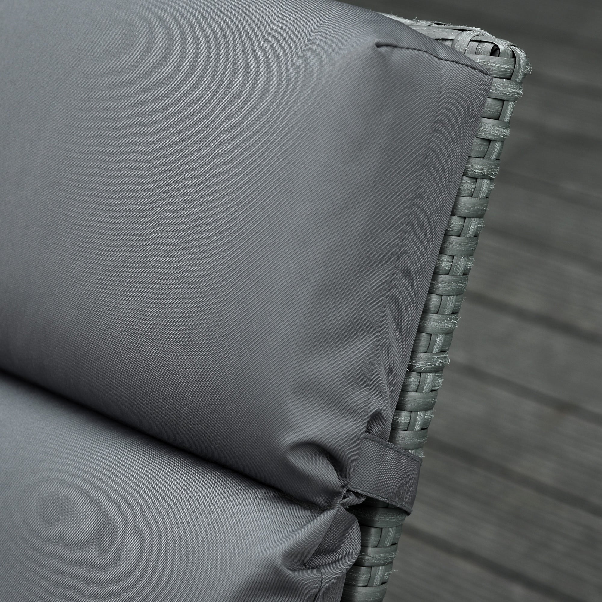 2 Piece Sun Lounger Replacement Cushions w/ Ties for Rattan Furniture, 196 x 55 cm, Dark Grey - Image 10