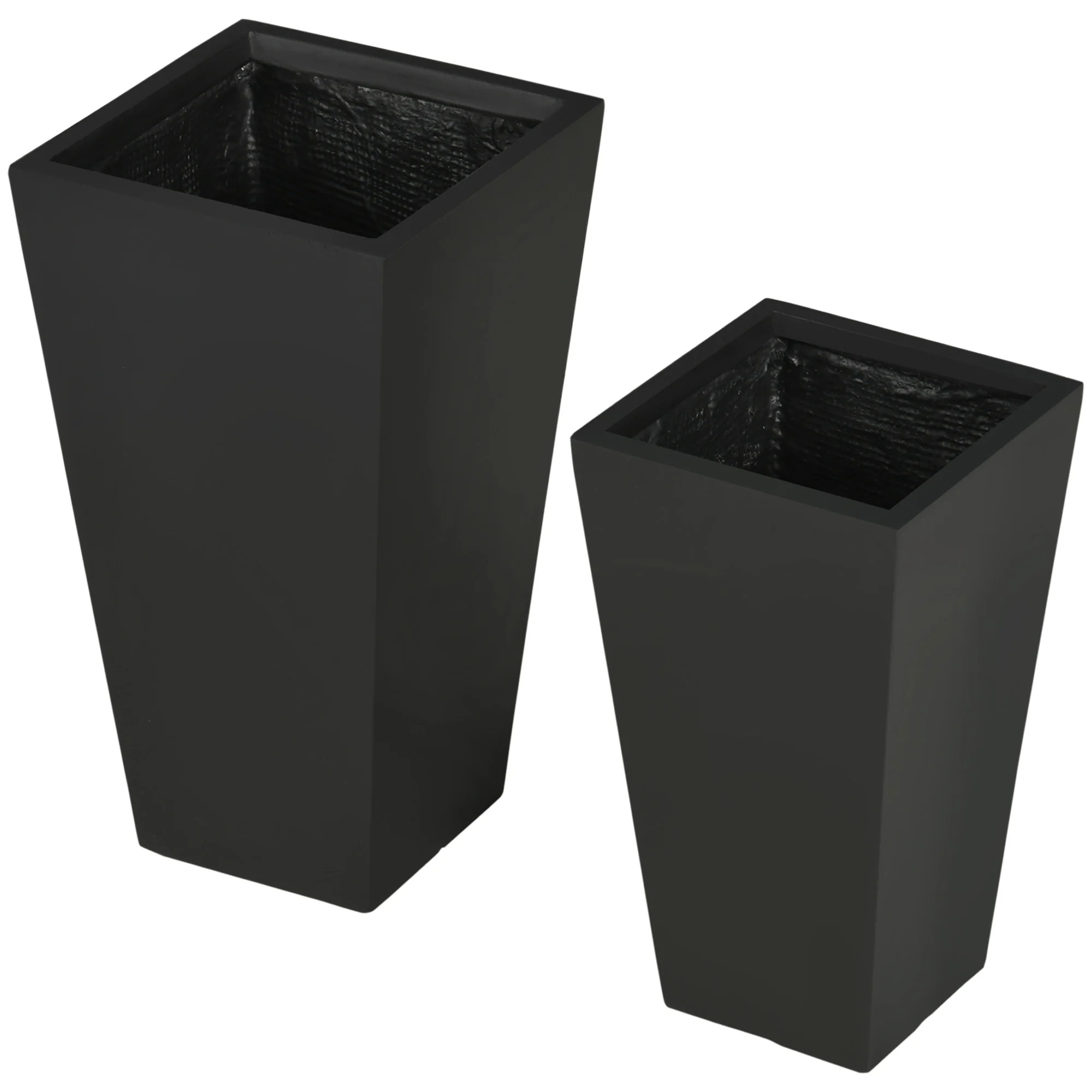 Set of 2 Tall Planters, 22"/18", with Drainage Holes, Black - Image 10