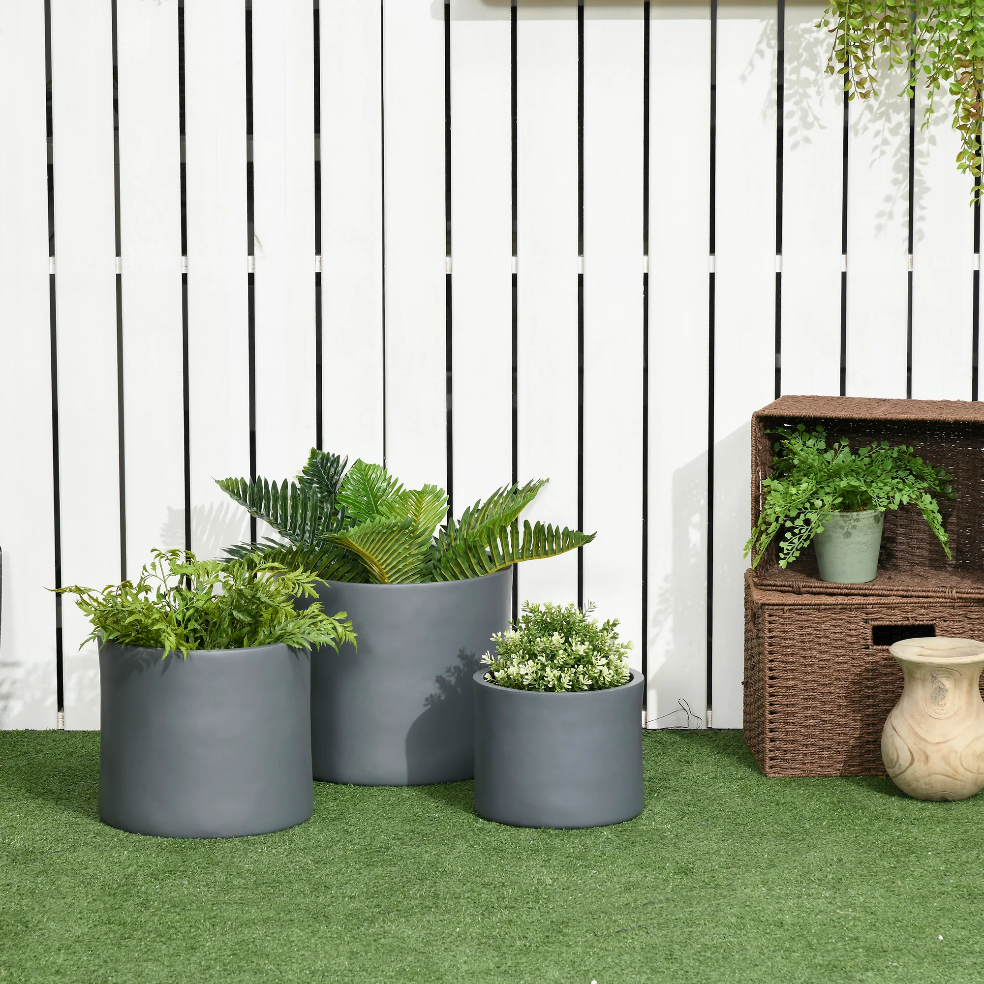 Set of 3 Planters, 13"/11.5"/9" with Drainage Holes - Image 3