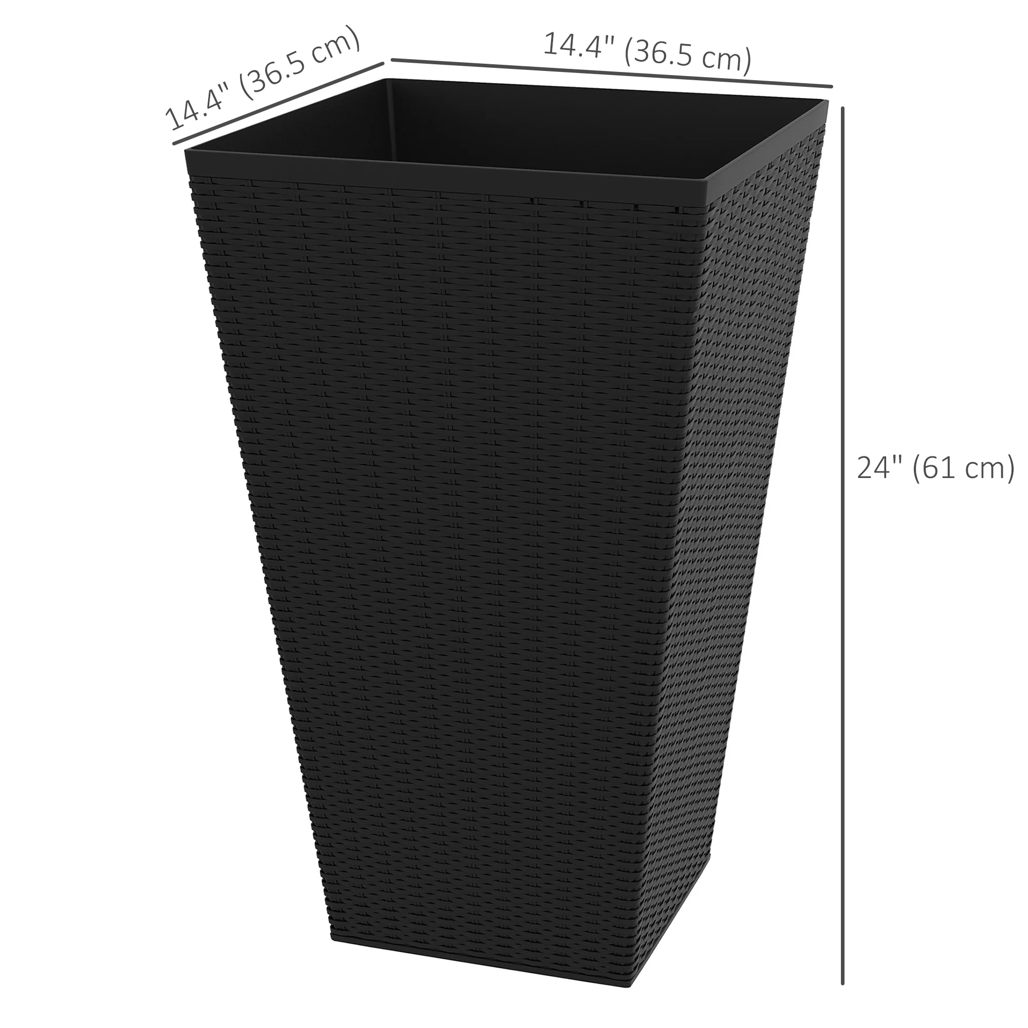 Set of 3 Tall Planters for Outdoor Plants with Drainage Hole, Indoor Outdoor Planter Flower Pot Set for Front Door, Entryway, Patio and Deck, Black - Image 5