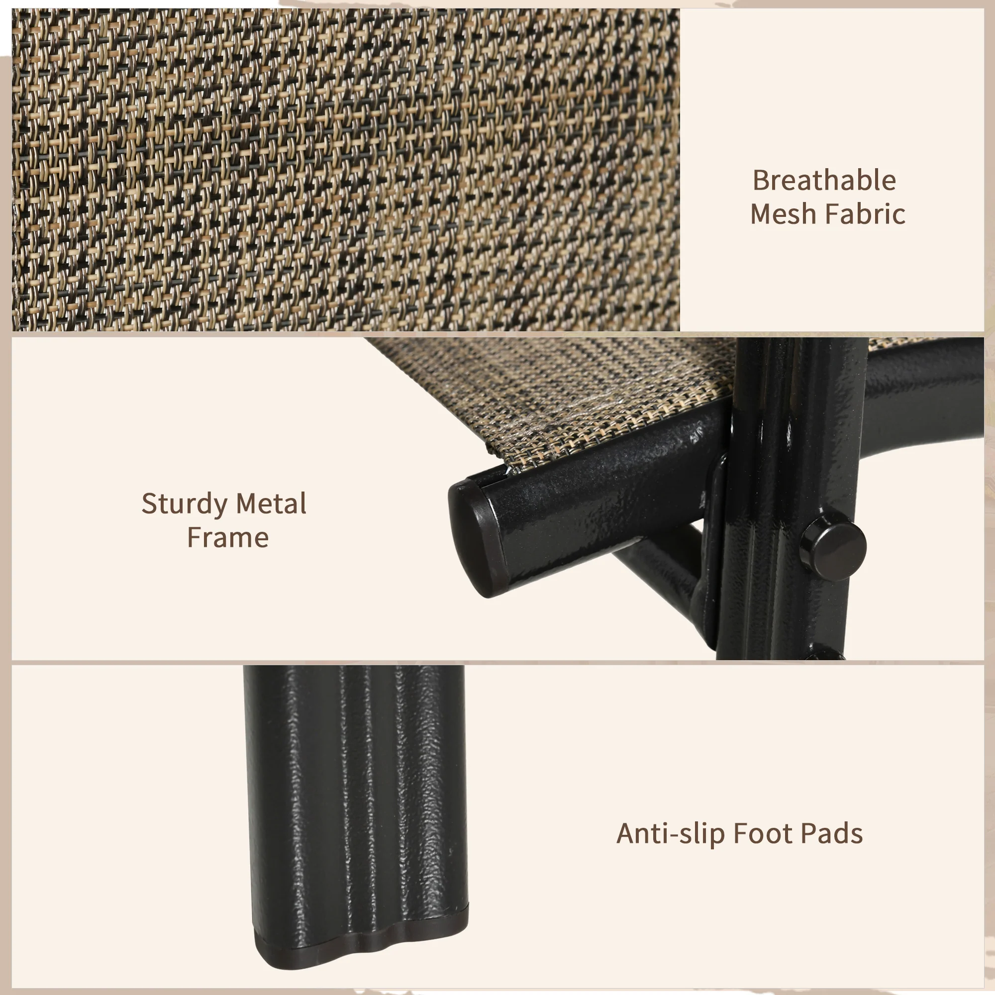 Set of 4 Outdoor Dining Chairs, Heavy Duty Stackable Patio Dining Set with Armrests, Brown - Image 8