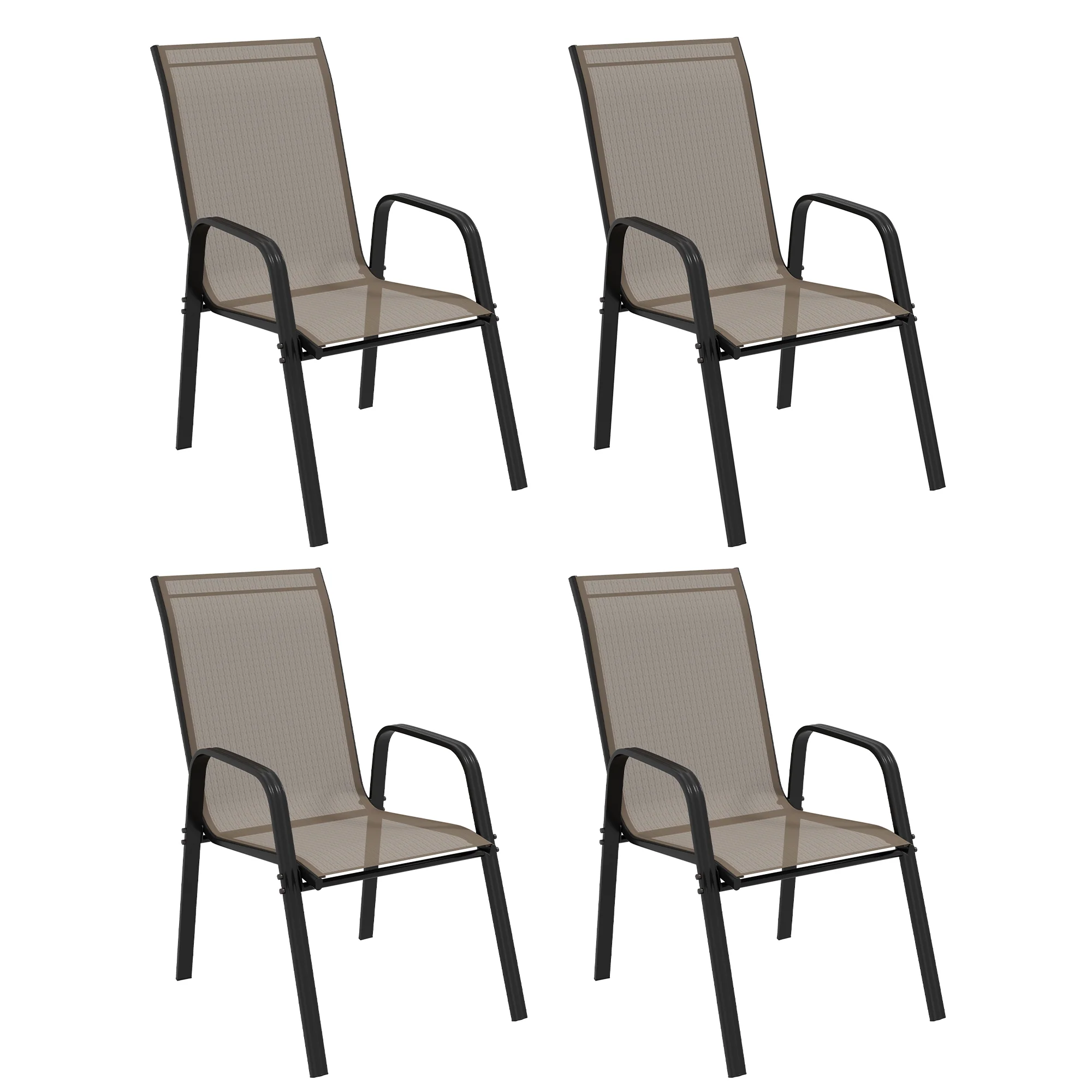 Set of 4 Outdoor Dining Chairs, Heavy Duty Stackable Patio Dining Set with Armrests, Grey - Image 12