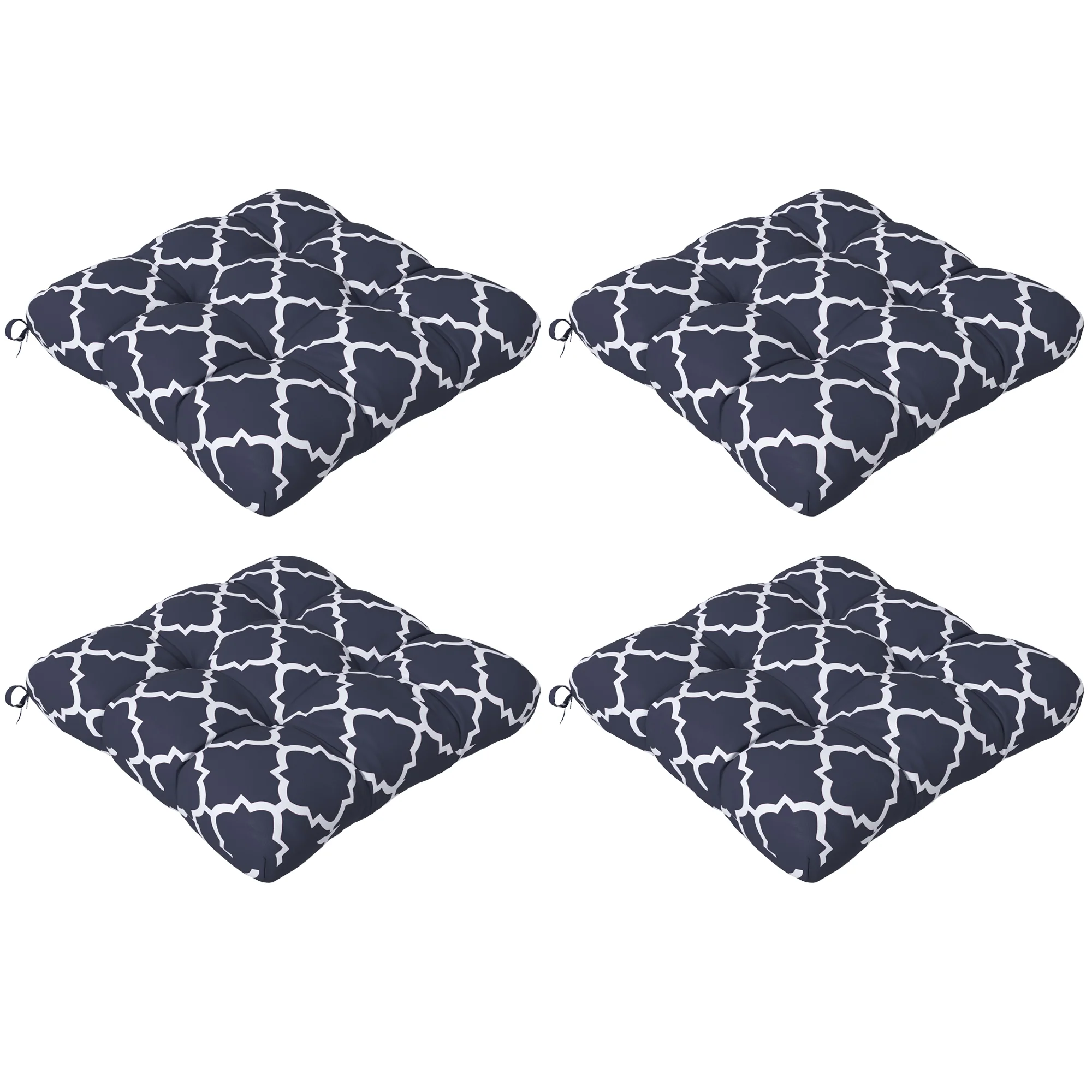 4 Piece Outdoor Seat Cushions with Ties, Water Repellent Chairs Seat Pads, Blue - Image 12