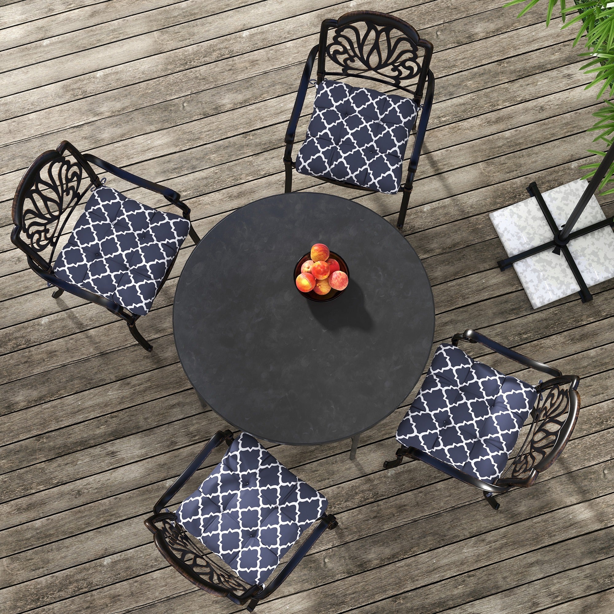 4 Piece Outdoor Seat Cushions with Ties, Water Repellent Chairs Seat Pads, Blue - Image 9