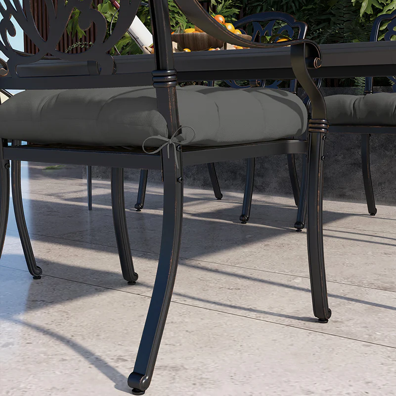 4 Piece Outdoor Seat Cushions with Ties, Water Repellent Chairs Seat Pads, Charcoal Grey - Image 11