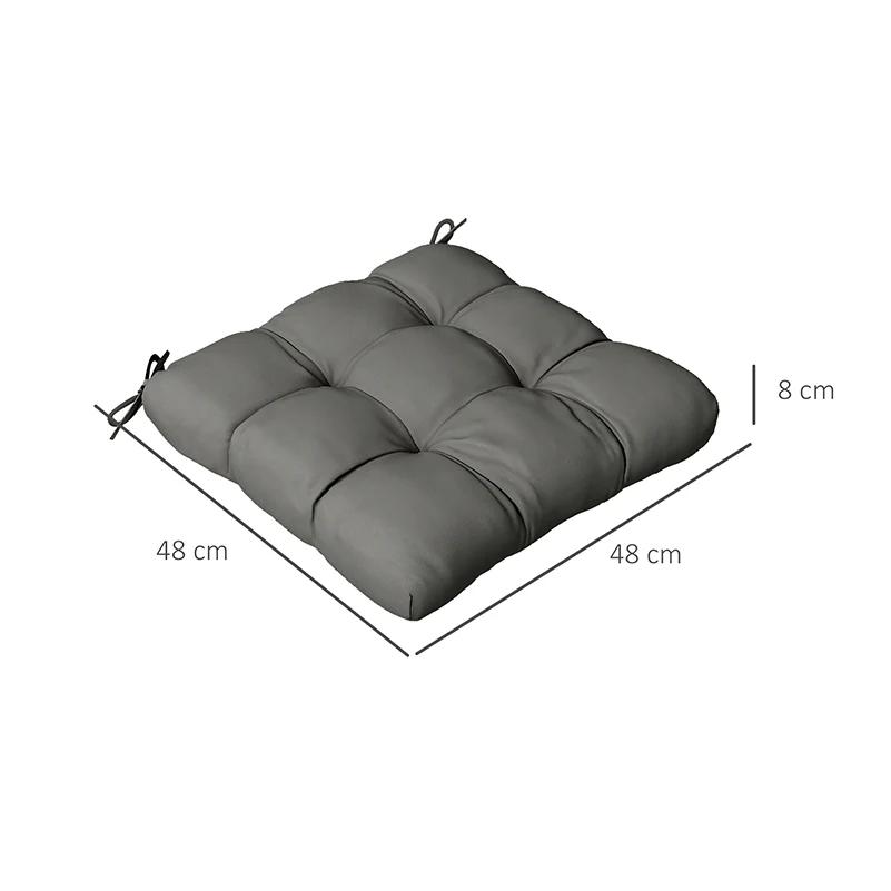 4 Piece Outdoor Seat Cushions with Ties, Water Repellent Chairs Seat Pads, Charcoal Grey - Image 5