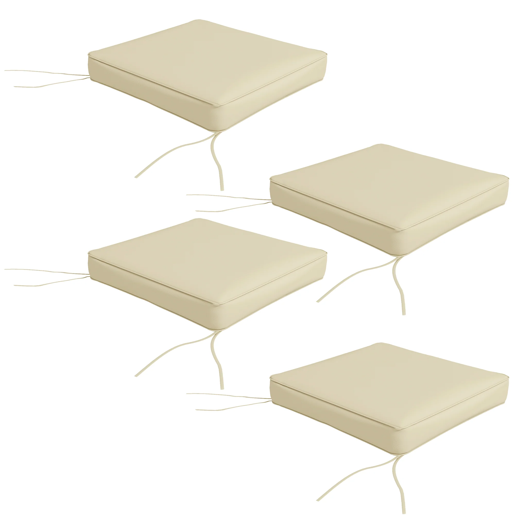4 Piece Outdoor Seat Cushions with Ties, Water Repellent Chairs Seat Pads, Beige - Image 2