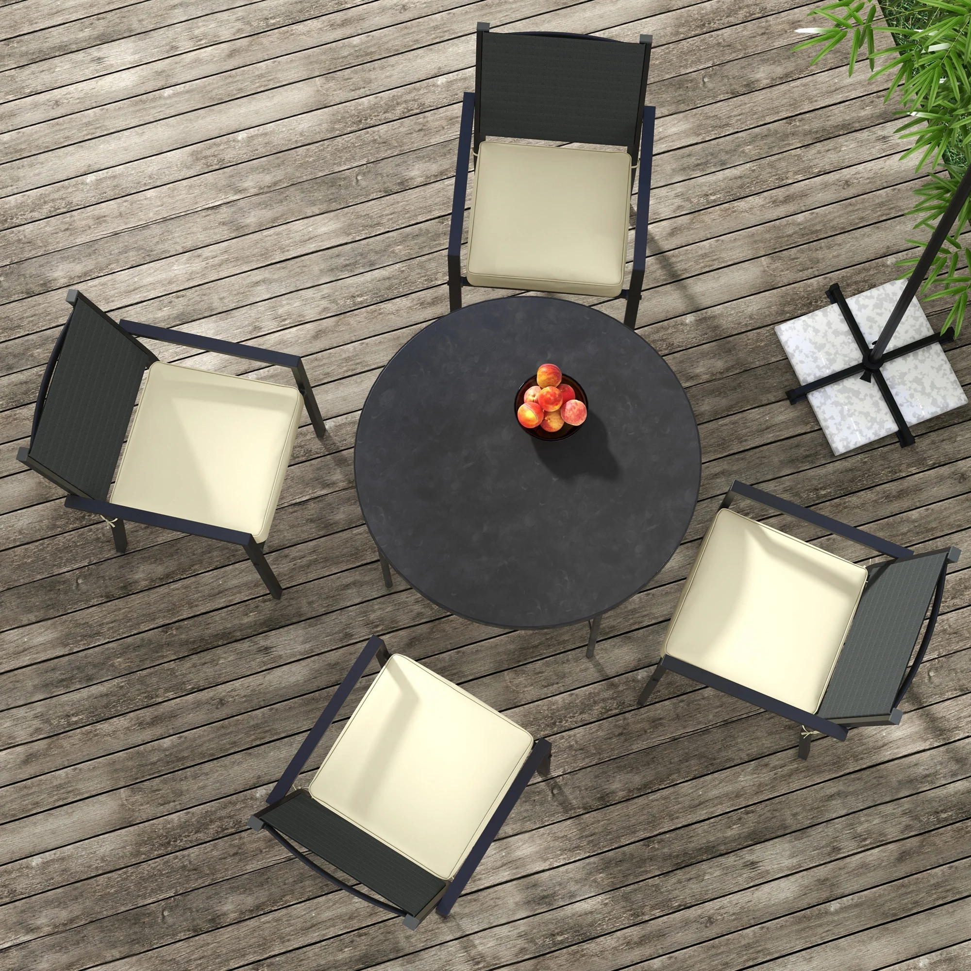 4 Piece Outdoor Seat Cushions with Ties, Water Repellent Chairs Seat Pads, Beige - Image 8