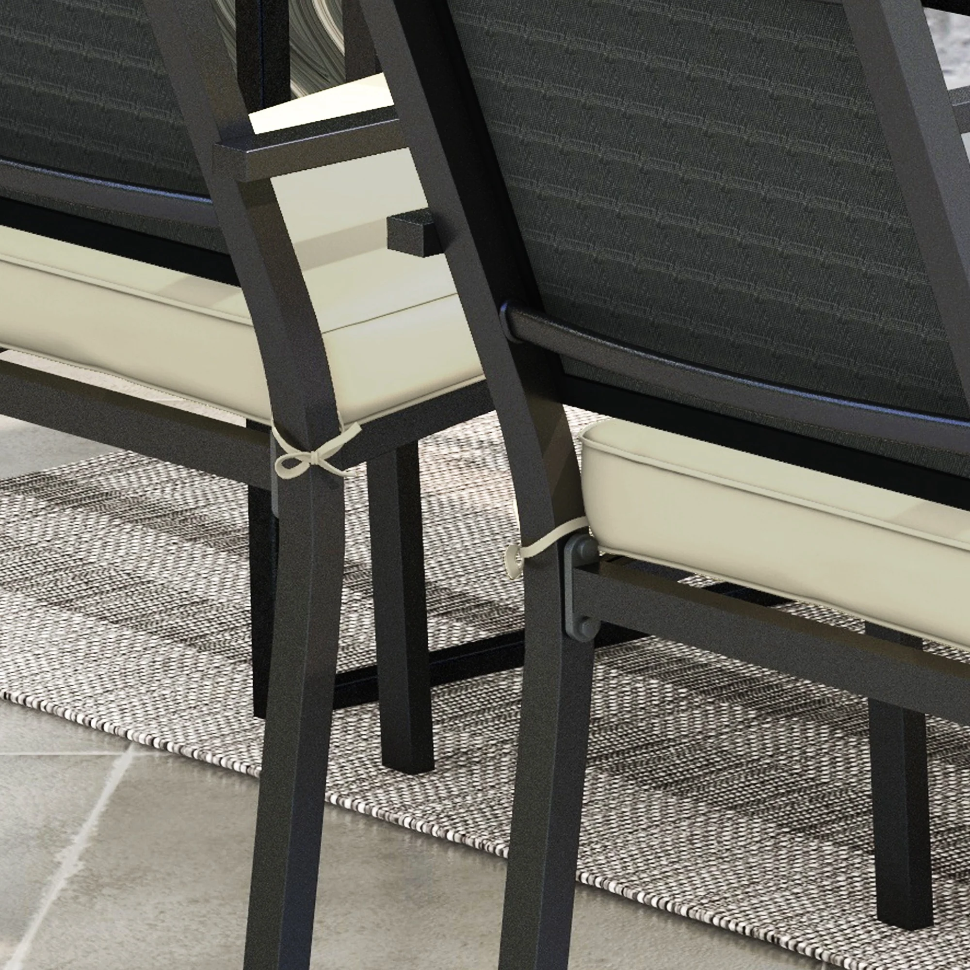 4 Piece Outdoor Seat Cushions with Ties, Water Repellent Chairs Seat Pads, Beige - Image 9