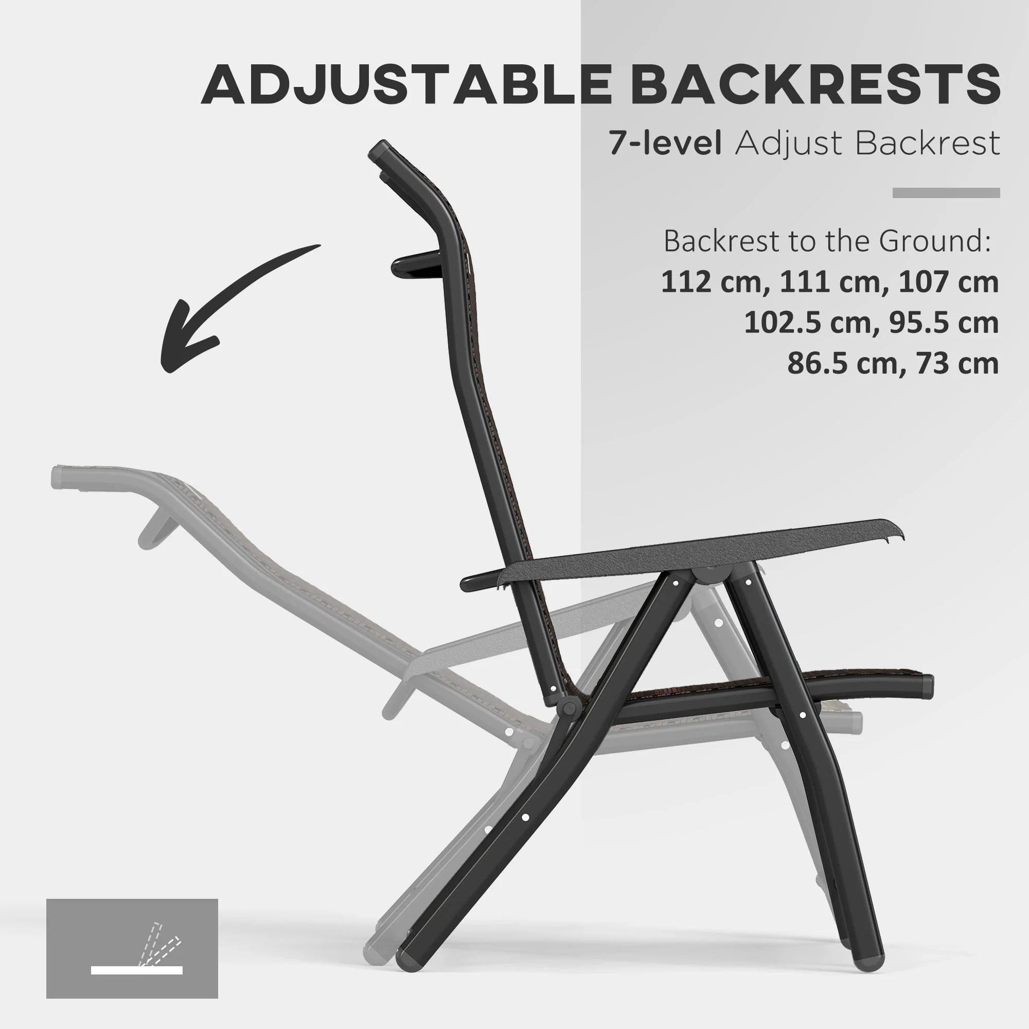 Set of 4 Folding Rattan Dining Chairs with 7 Levels Adjustable Backrest, Dark Brown - Image 7
