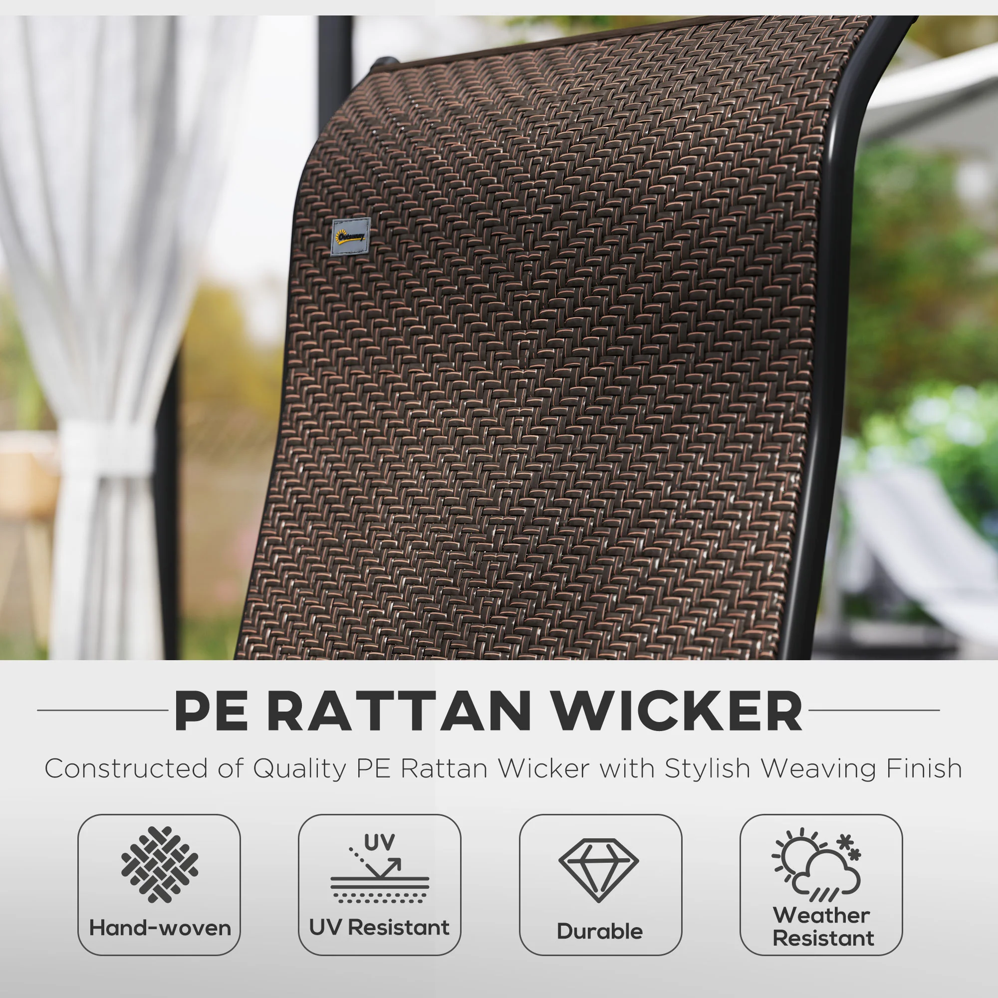 Set of 4 Folding Rattan Dining Chairs with 7 Levels Adjustable Backrest, Dark Brown - Image 8