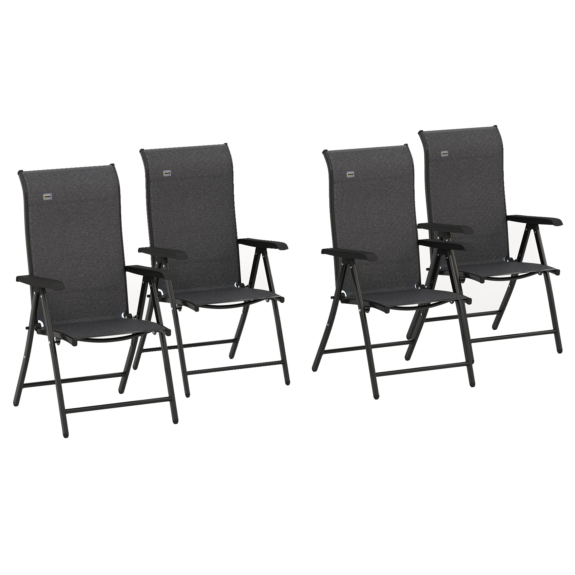 Set of 4 Folding Rattan Dining Chairs with 7 Levels Adjustable Backrest, Grey - Image 12
