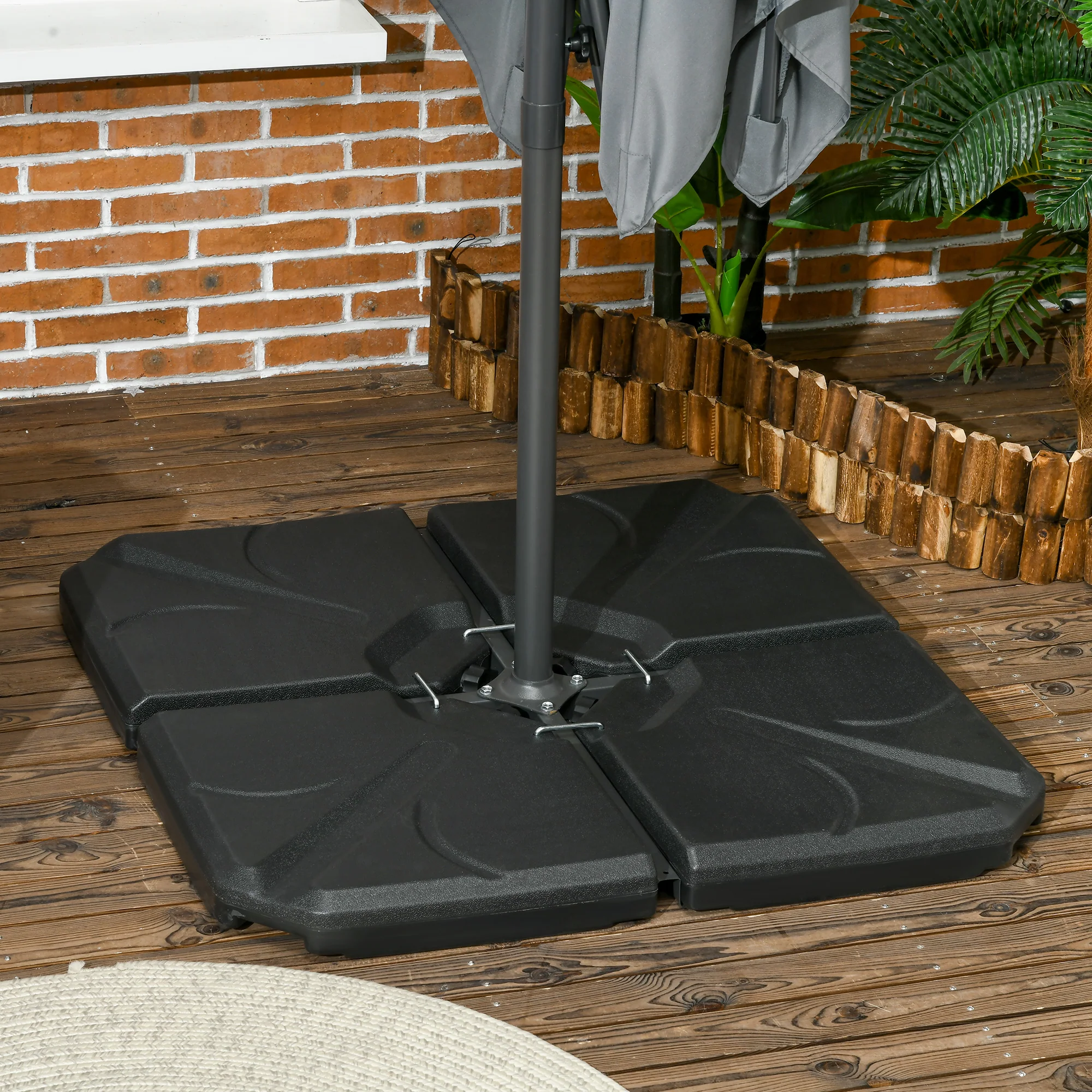 Set of 4 Parasol Weights for Banana Cantilever Umbrella, Up to 84kg, Black - Image 3