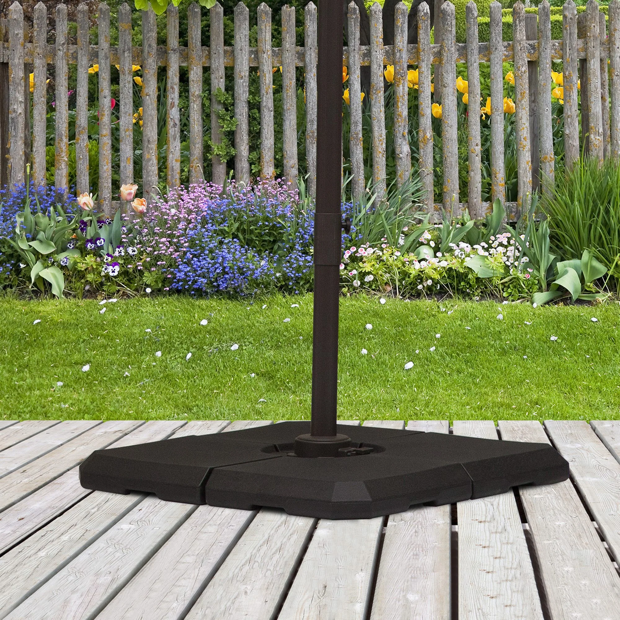 Set of 4 Parasol Base Stand Weights for Cantilever Parasols, Water and Sand Filled, Up to 120kg, Black - Image 3