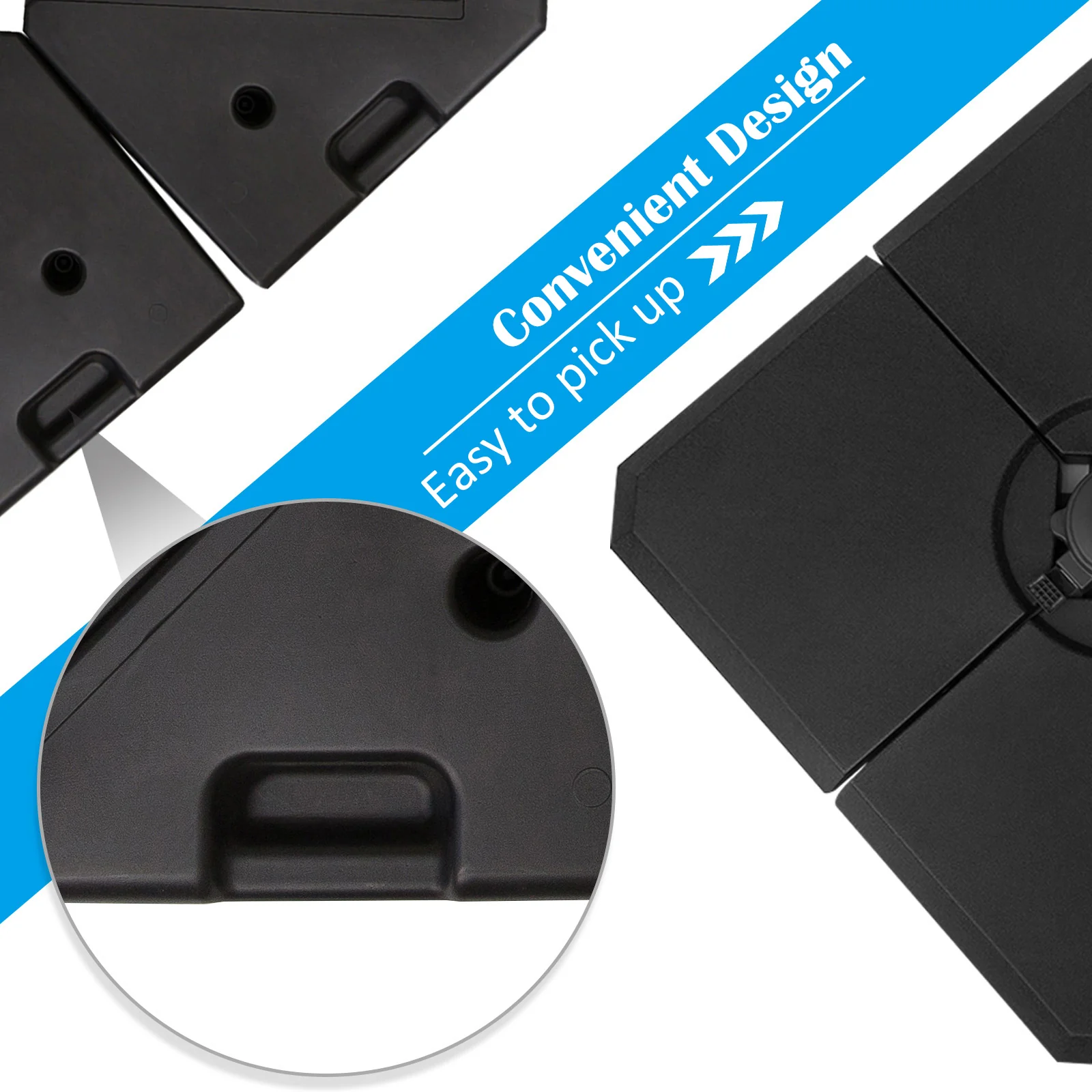 Set of 4 Parasol Base Stand Weights for Cantilever Parasols, Water and Sand Filled, Up to 120kg, Black - Image 8