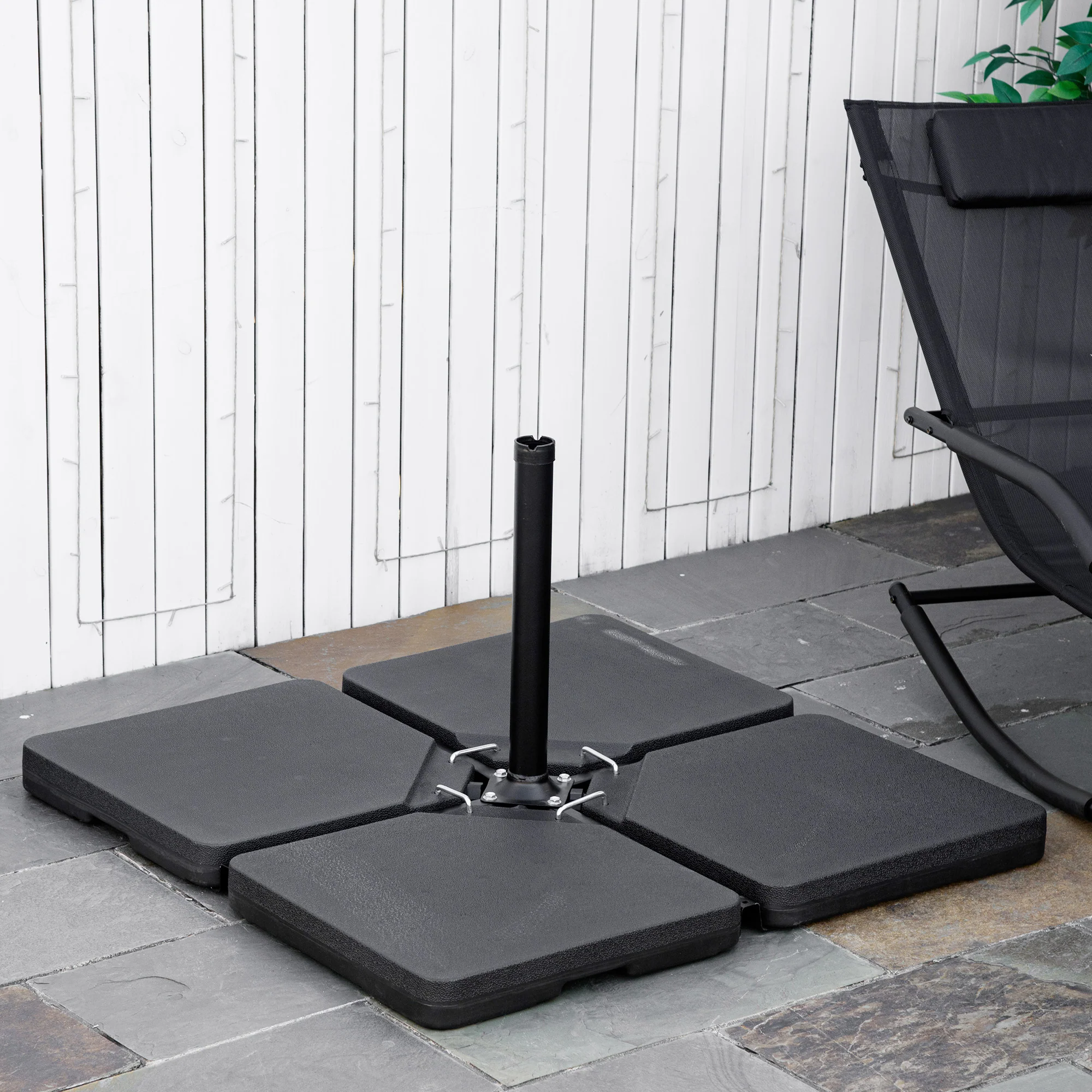 Set of 4 Parasol Weights for Banana Cantilever Umbrella, Water & Sand Can Be Filled, Black - Image 4