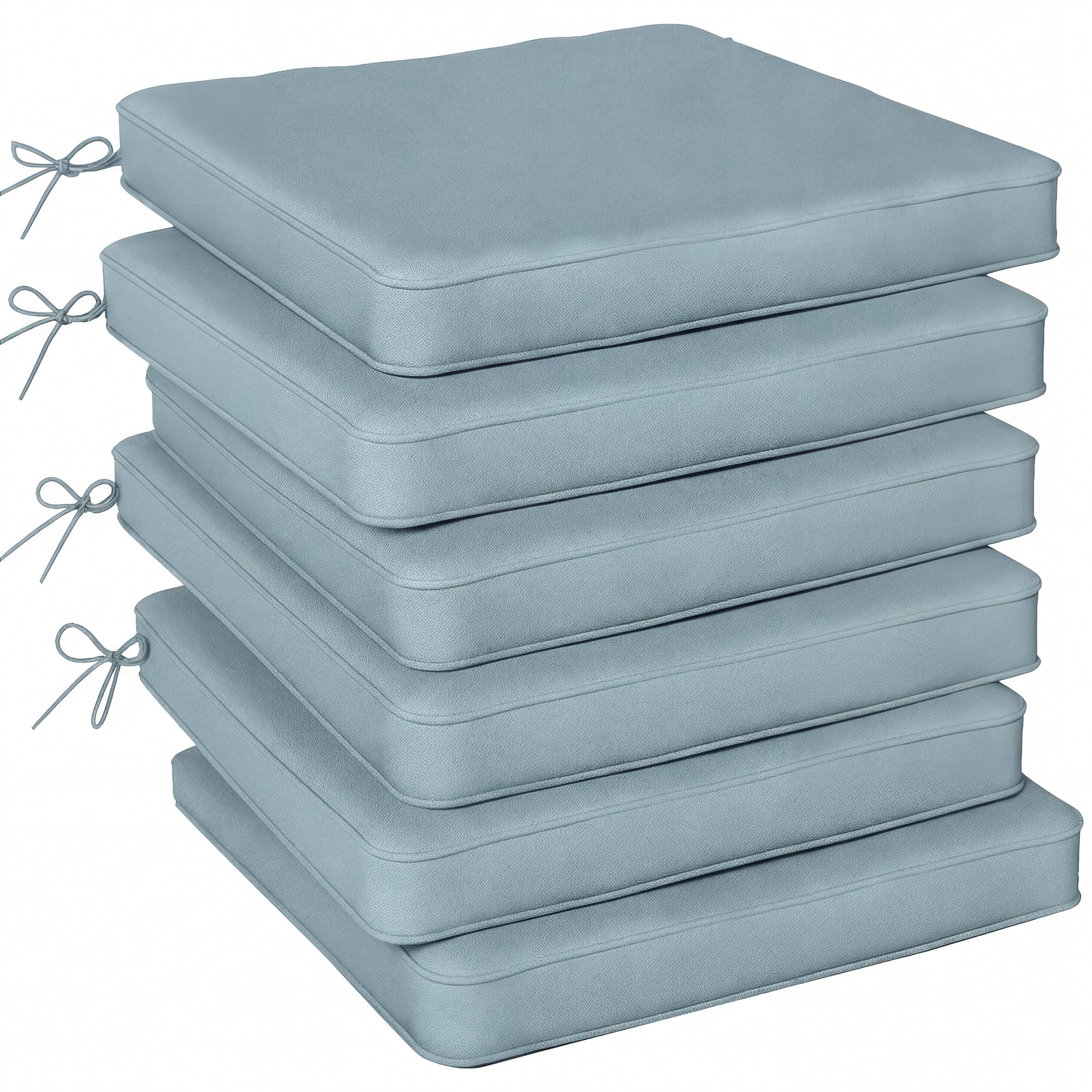 Set of 6 Chair Cushion Seat Pads with Straps, Light Grey - Image 11