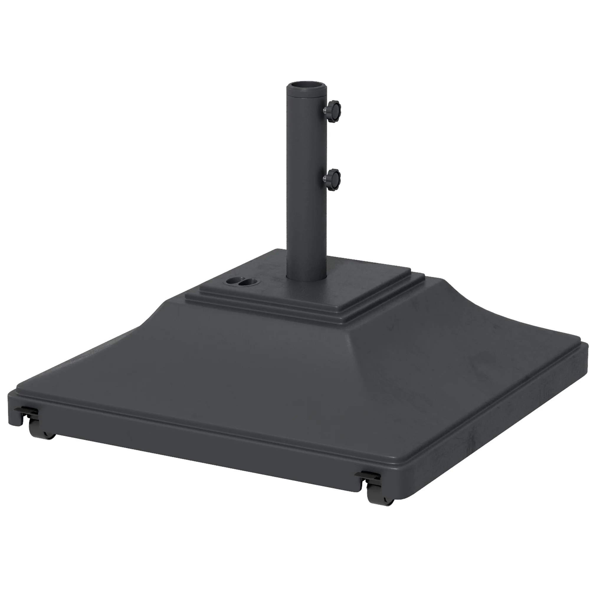 Square Parasol Base w/ Wheels & Double Adjustable Knob, 45kg Water or 60kg Sand Filled, Black