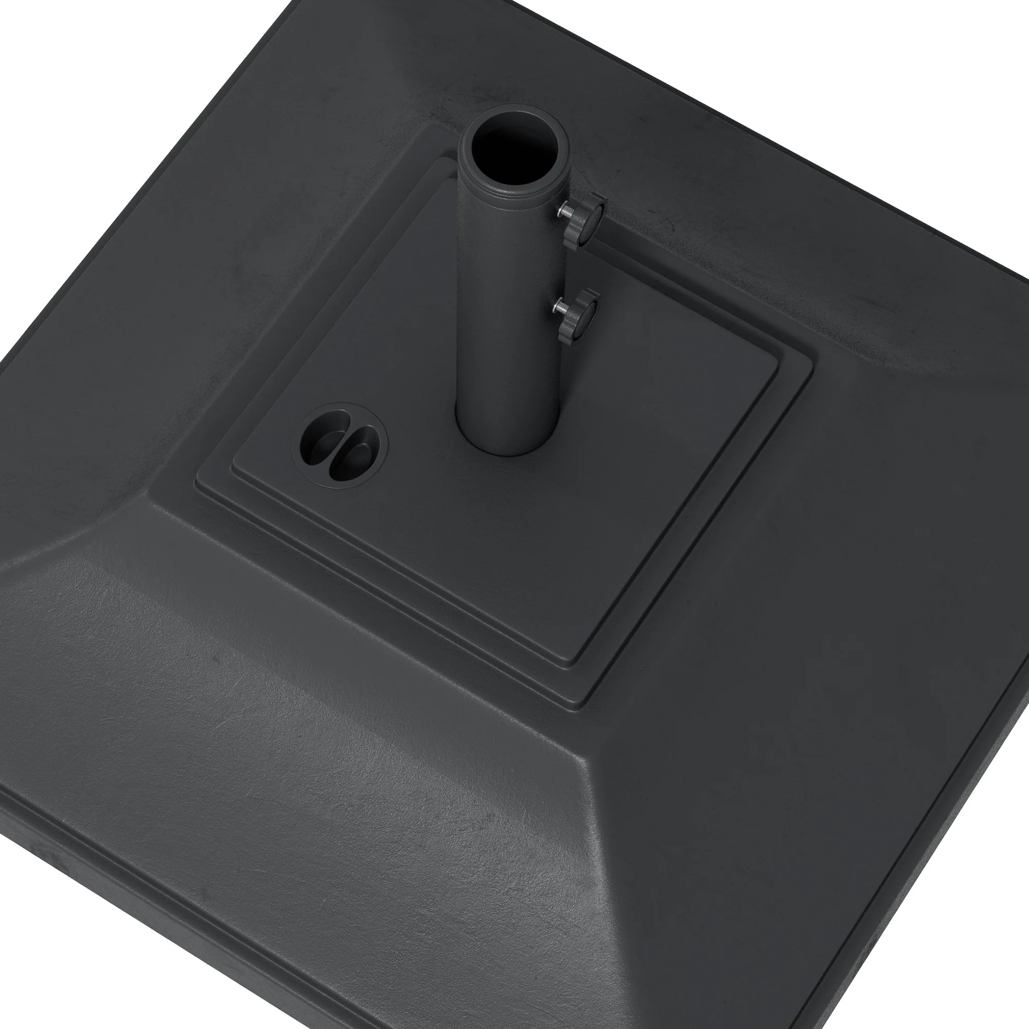 Square Parasol Base w/ Wheels & Double Adjustable Knob, 45kg Water or 60kg Sand Filled, Black - Image 10